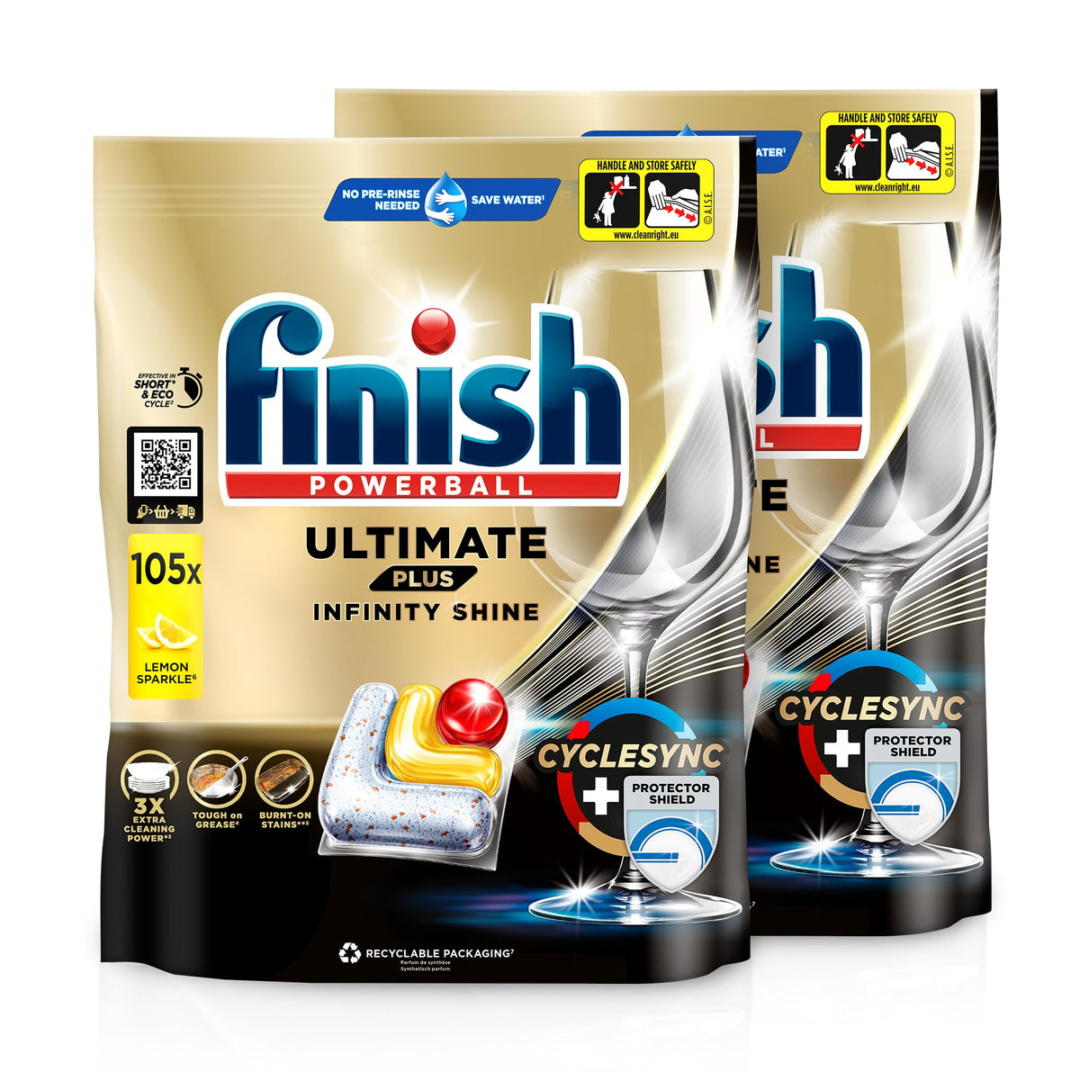 Finish Ultimate Plus Infinity Shine Citrus Spülmaschinentabs – Tablete pentru mașina de spălat vase pentru curățare intensivă, putere de degresare și strălucire cu scut de protecție – 210 Finish Caps - 3272542