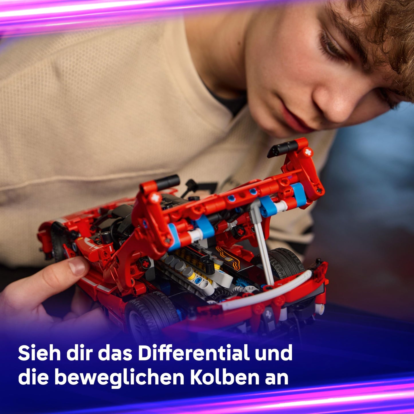LEGO Technic Ferrari FXX K racing car toy - car model to build and display with V12 engine and movable pistons - motorsport gift for boys aged 10 and over - 42212