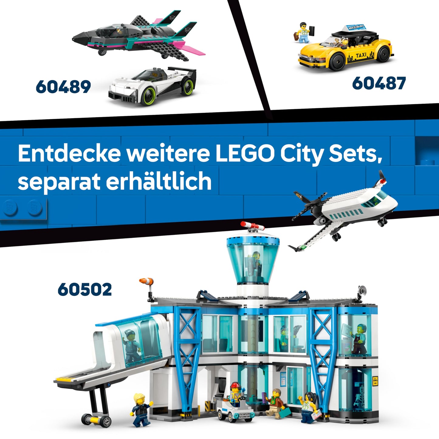 LEGO City airport fire engine - toy emergency vehicle - model construction with 4 fire department minifigures - birthday gift for boys aged 7 and up and technology fans - 60499