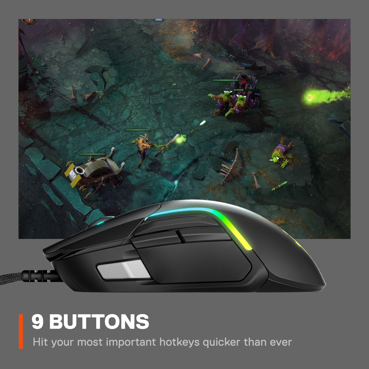 SteelSeries Rival 5 - Gaming Mouse - TrueMove Air Optical Sensor with 18,000 CPI - 9 programmable buttons - Ultra-lightweight 85 grams, Black - 62551