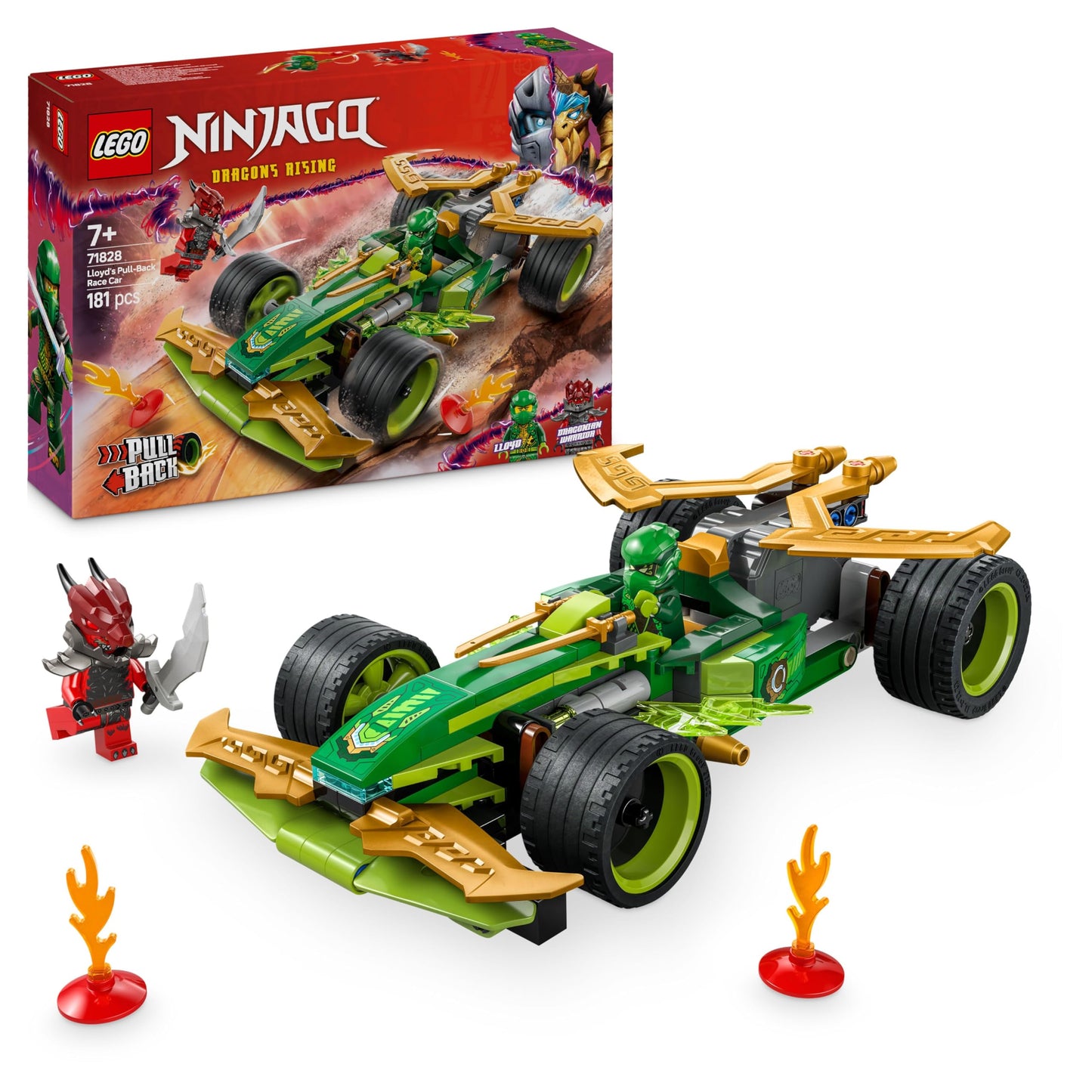 LEGO NINJAGO Lloyd's action car - car building toy with 2 minifigures for role play, buildable toy car for children - gift for boys and girls aged 7 and over 71828