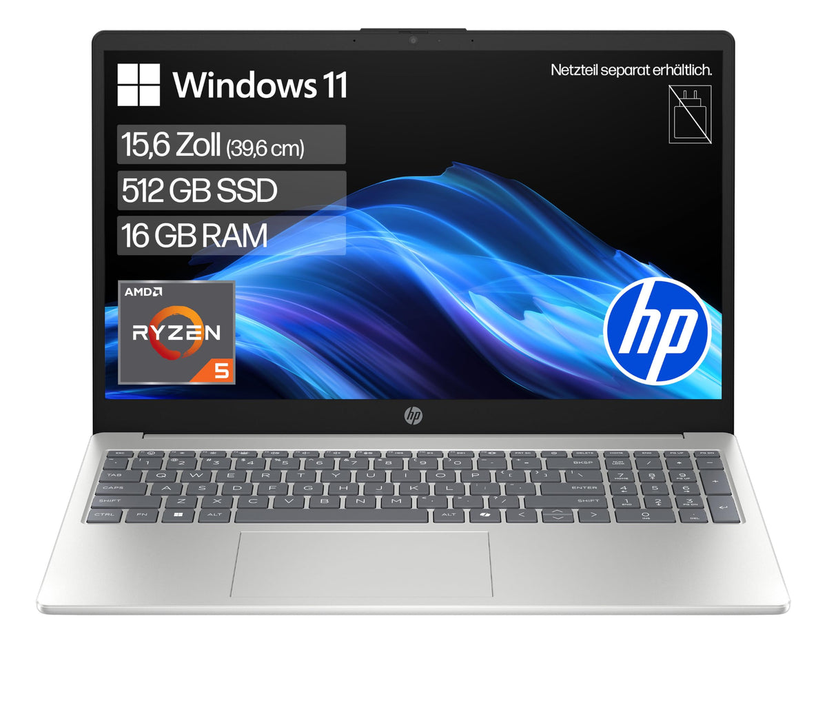 HP Laptop, 15,6" FHD, AMD Ryzen 5, 16GB RAM, 512GB SSD - D7SR8EA#ABD