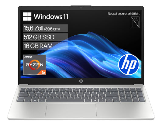 HP Laptop, 15.6" FHD, AMD Ryzen 5, 16GB RAM, 512GB SSD - D7SR8EA#ABD