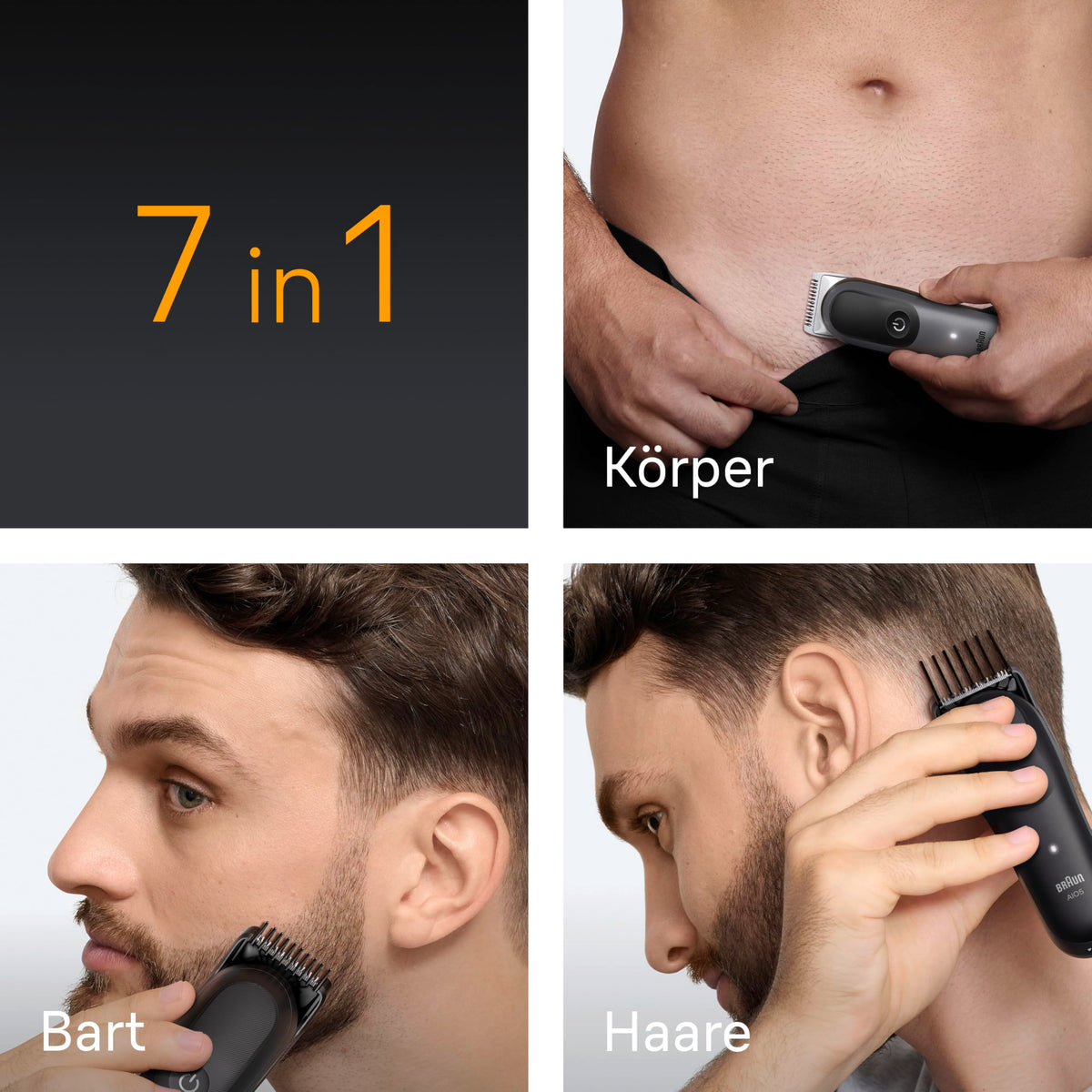 Braun Multigroom All-in-One Series 5, 7-in-1 Trimmer, AIO5520, Gray - 7500435245128