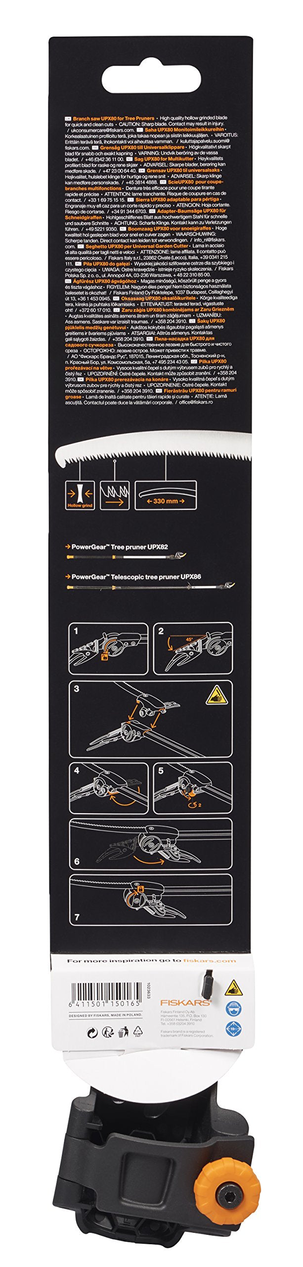 Fiskars tree saw for bypass cutting giraffe UPX82 and UPX86, hardened steel, length: 46 cm, black/silver, 1023633