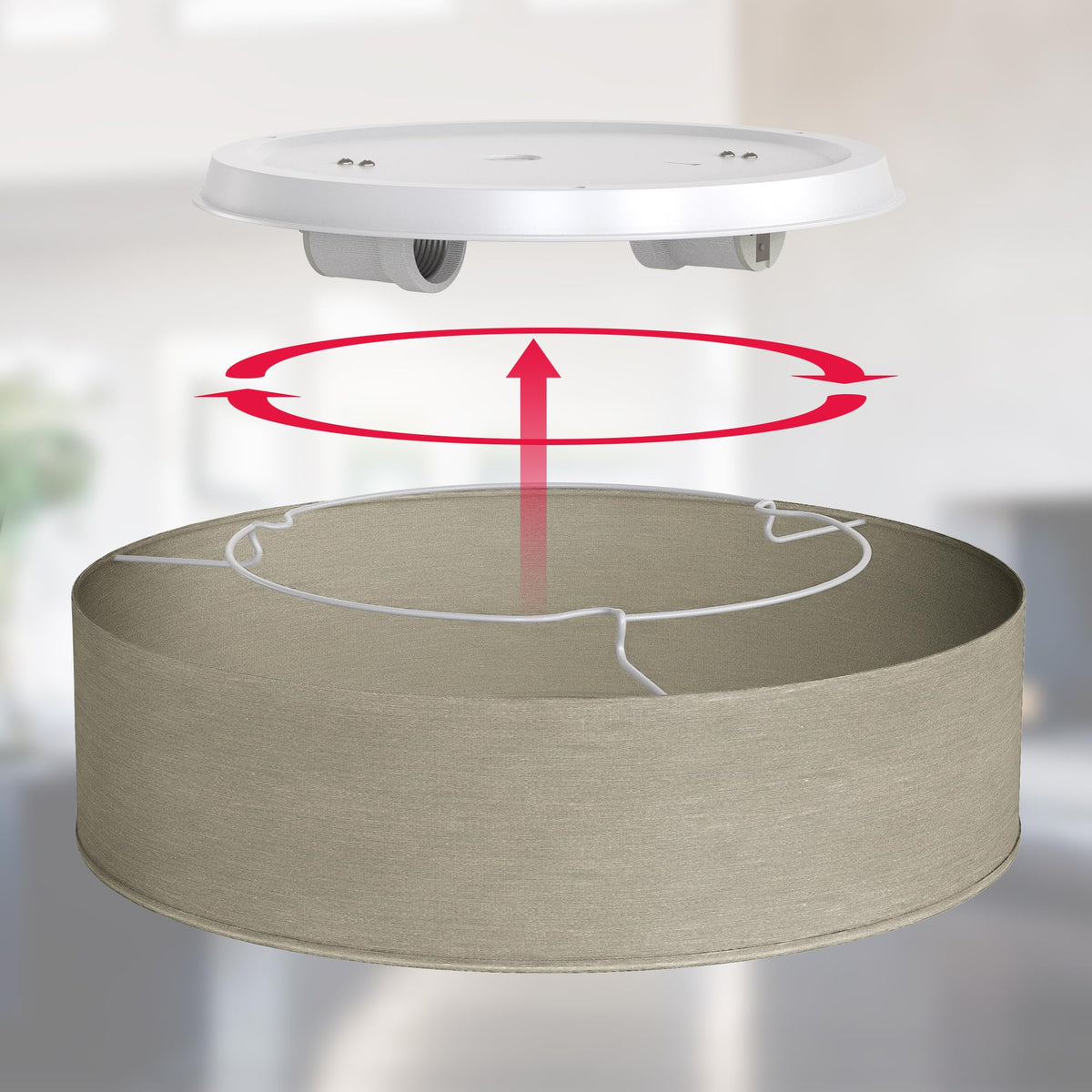 B.K.Licht - Ceiling lamp with fabric lampshade, E27 socket, max. 40 watts, ceiling light, lamp, living room lamp, bedroom lamp, kitchen lamp, ceiling lighting, 38x10 cm, taupe - BKL1221