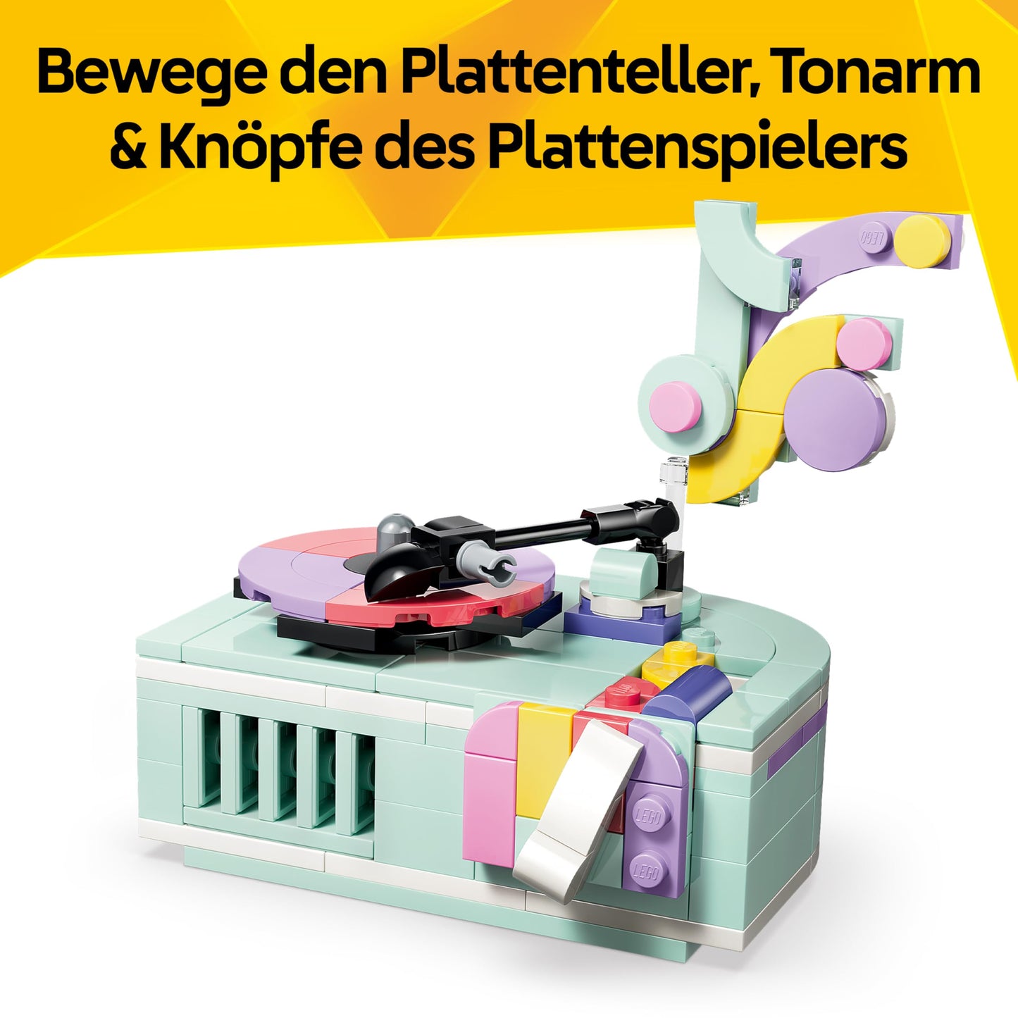 LEGO Creator 3-in-1 set decorative piano with cat - retro model building with 3 building options: piano, radio or record player - DIY children's room decoration - gift for girls and boys aged 9 and up - 31392