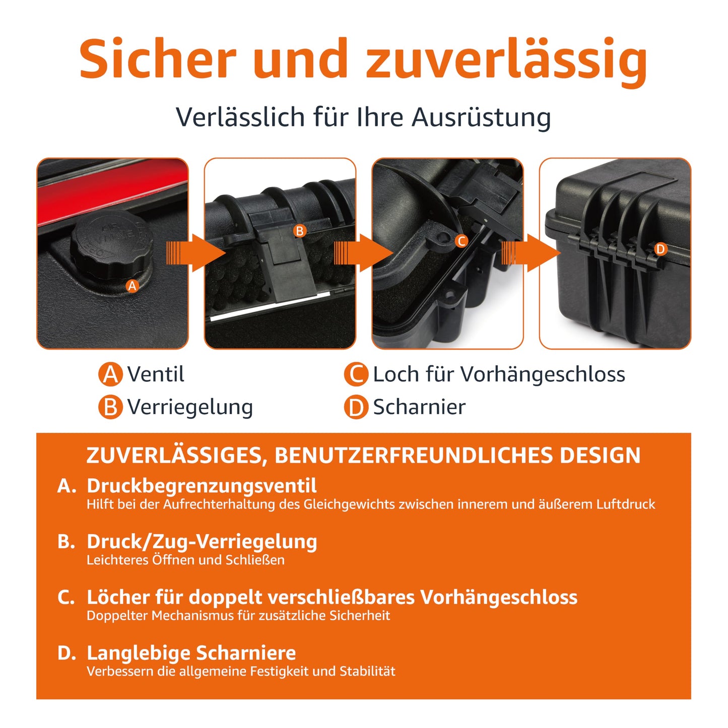 Amazon Basics Medium Protective Portable Hard Camera Case with Adjustable Fit Foam for Drones, Cameras, Lenses and Accessories, Waterproof, Shockproof, 43.6 x 37 x 16.7 cm, Black - WXD0583WD