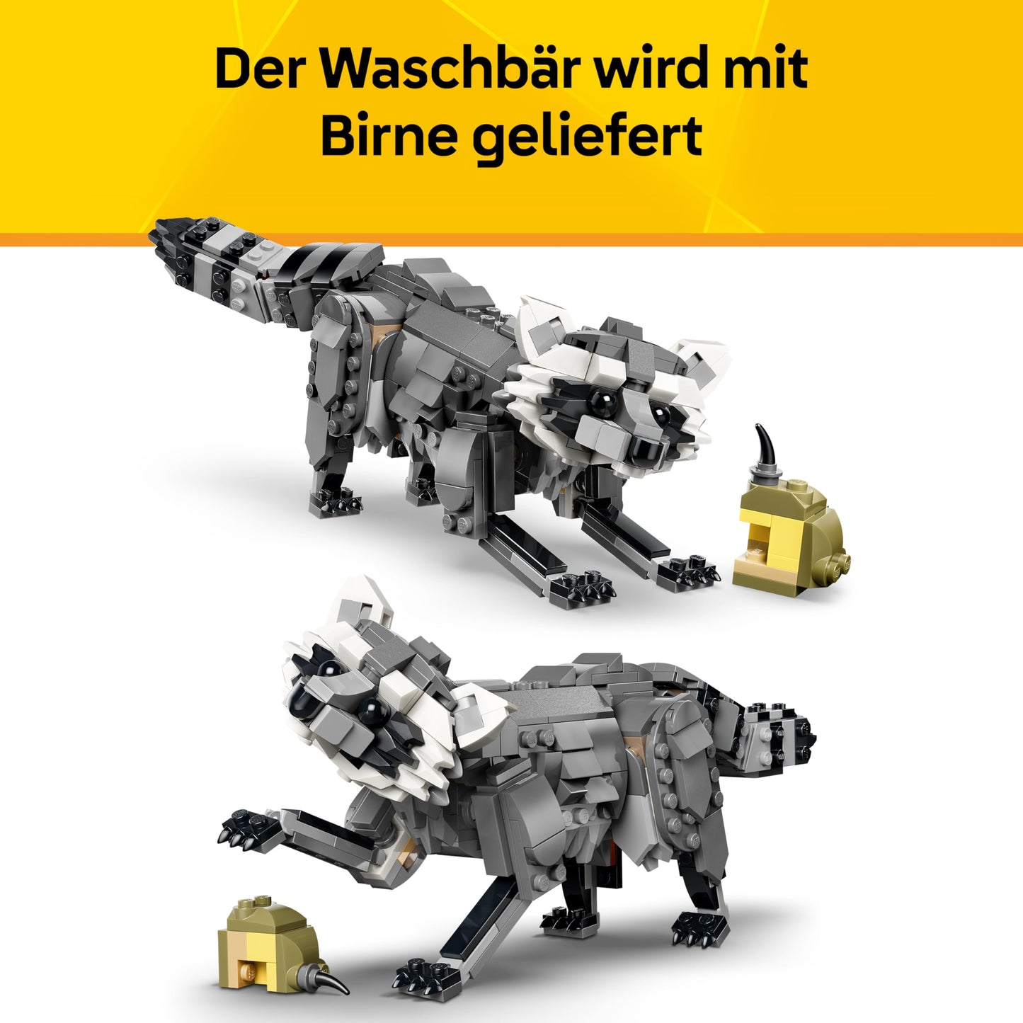LEGO Creator Forest Animals: Wolf Toy - Animal Figure with 2 Building Options - Falcon or Raccoon - DIY Decoration for the Children's Room - Birthday Gift for Girls & Boys Ages 8 and Up - 31393