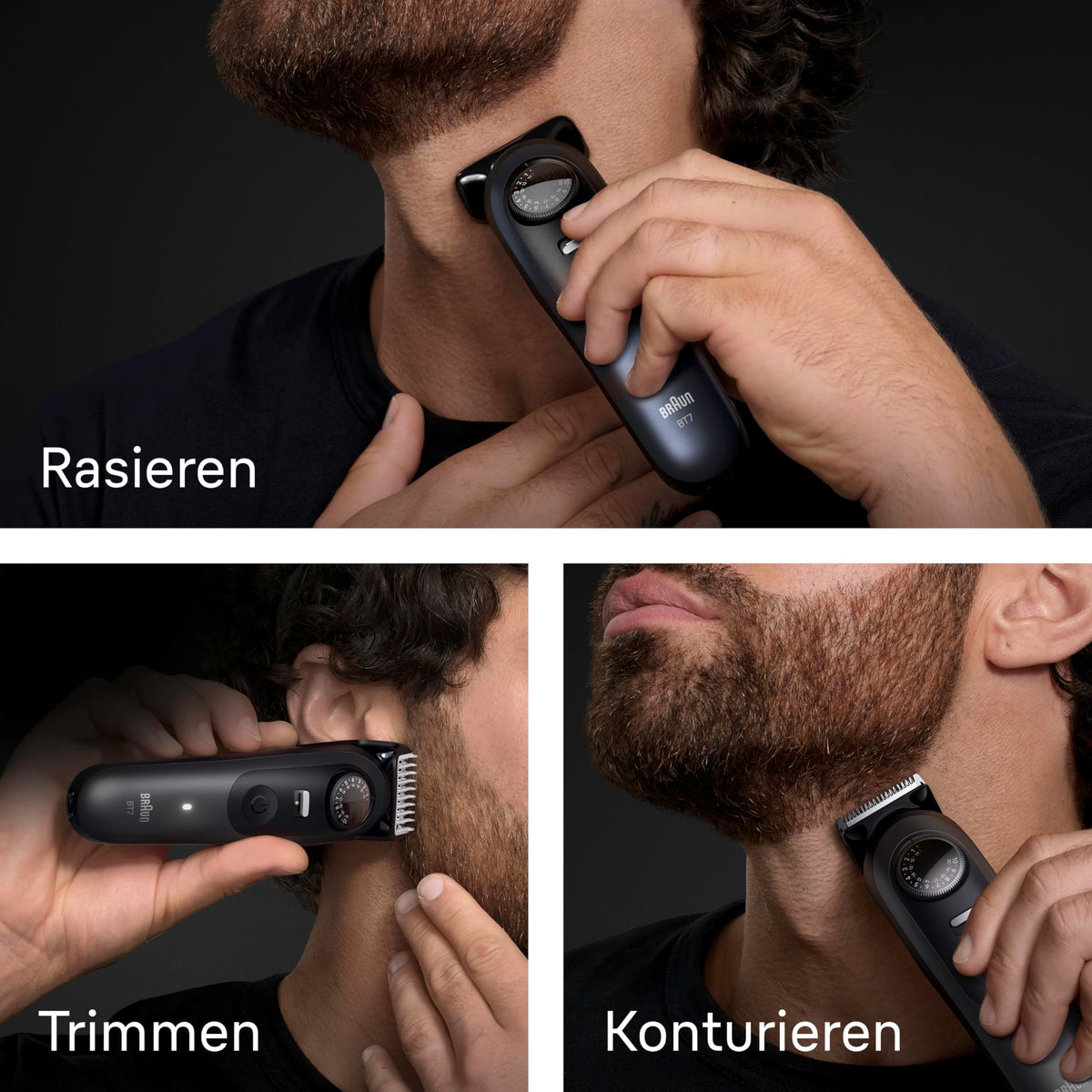Braun Beard Trimmer Series 7, Cordless Beard Trimmer for Men, BT7535, Gray
