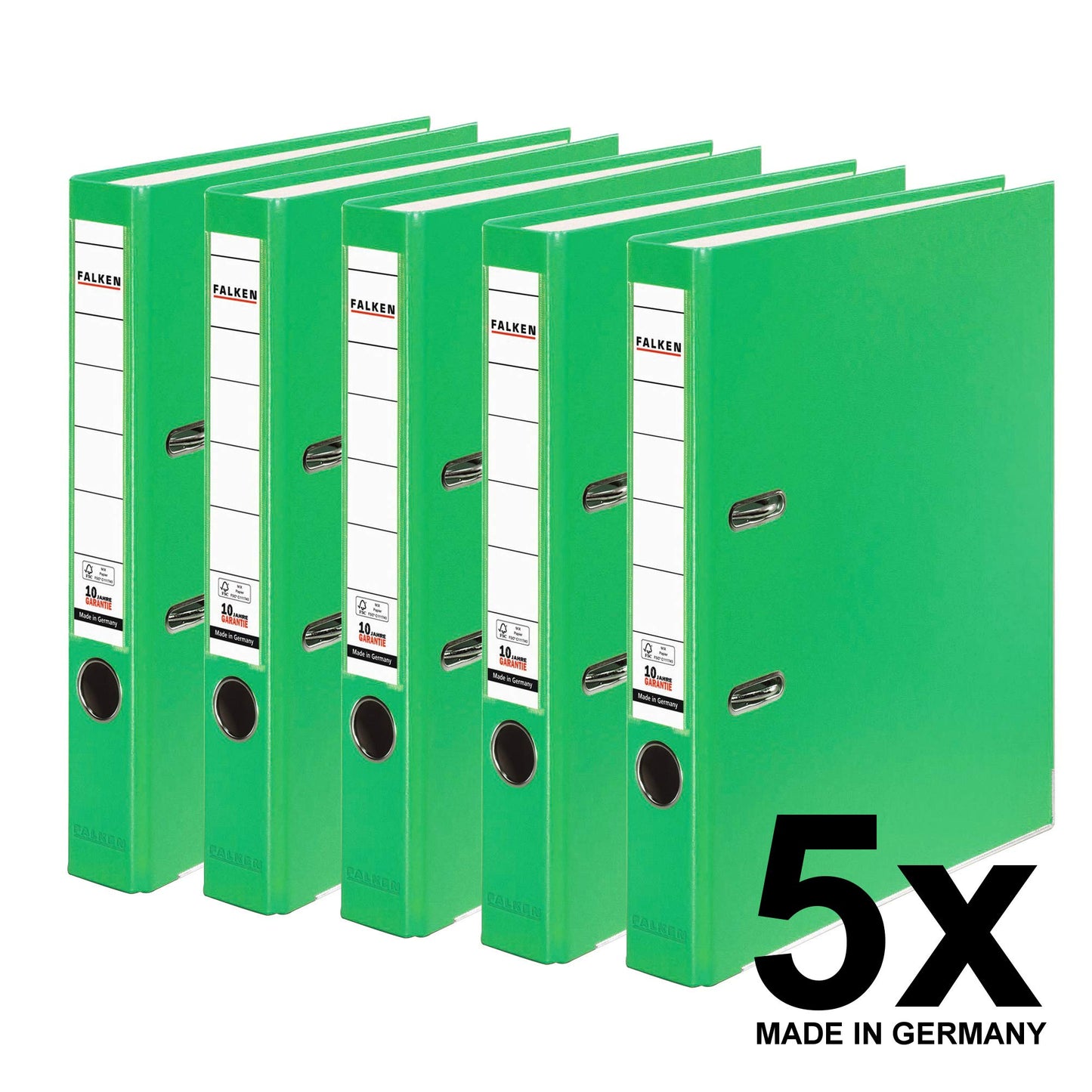 FALKEN 5x PP-Color plastic folder 5 cm narrow DIN A4 light green - 15047984