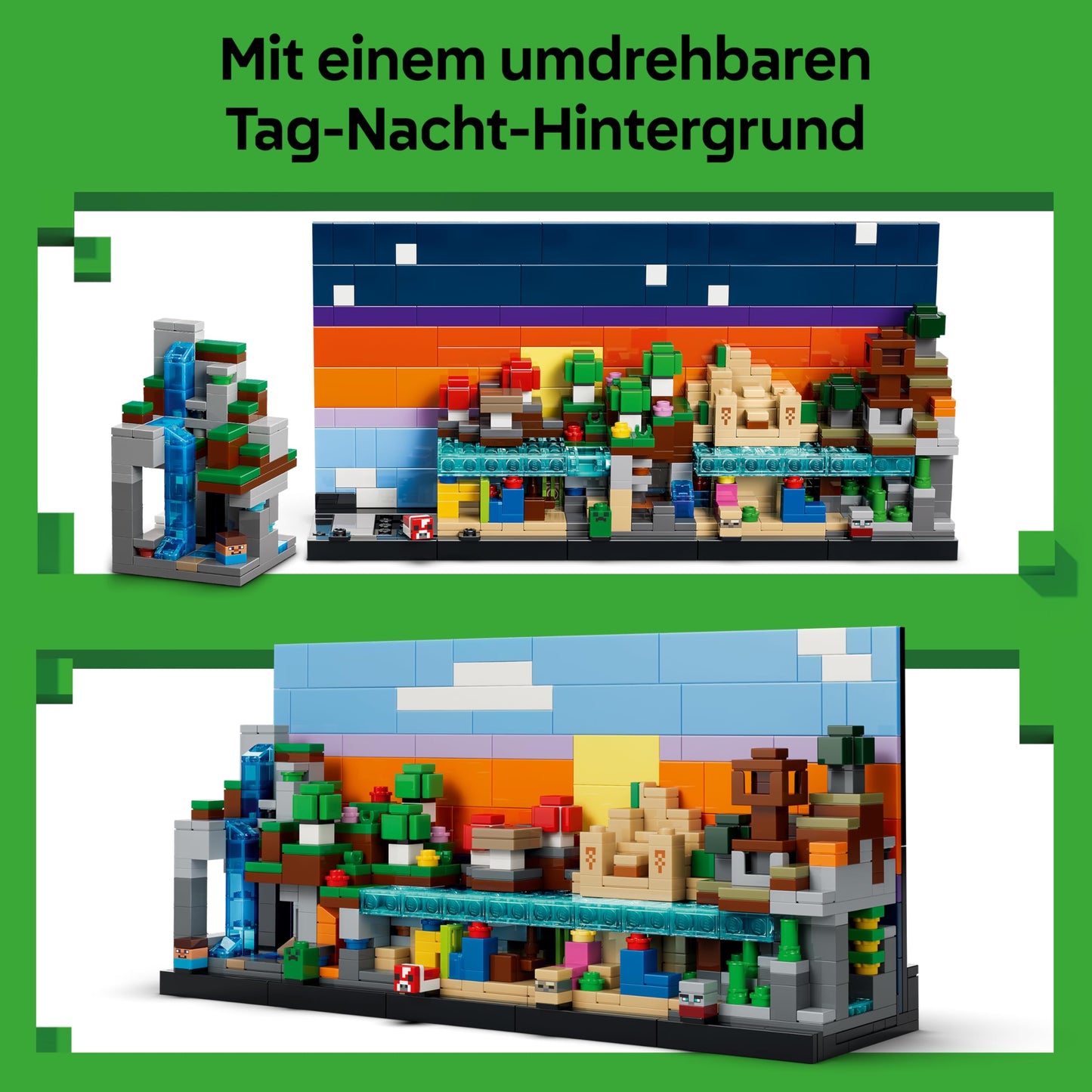 LEGO Minecraft Mini-Biome - DIY decoration set - 3D puzzle with 5 microfigures - creative playset for building and collecting - gamer gift for boys, girls and teenagers aged 12 and over - 21589