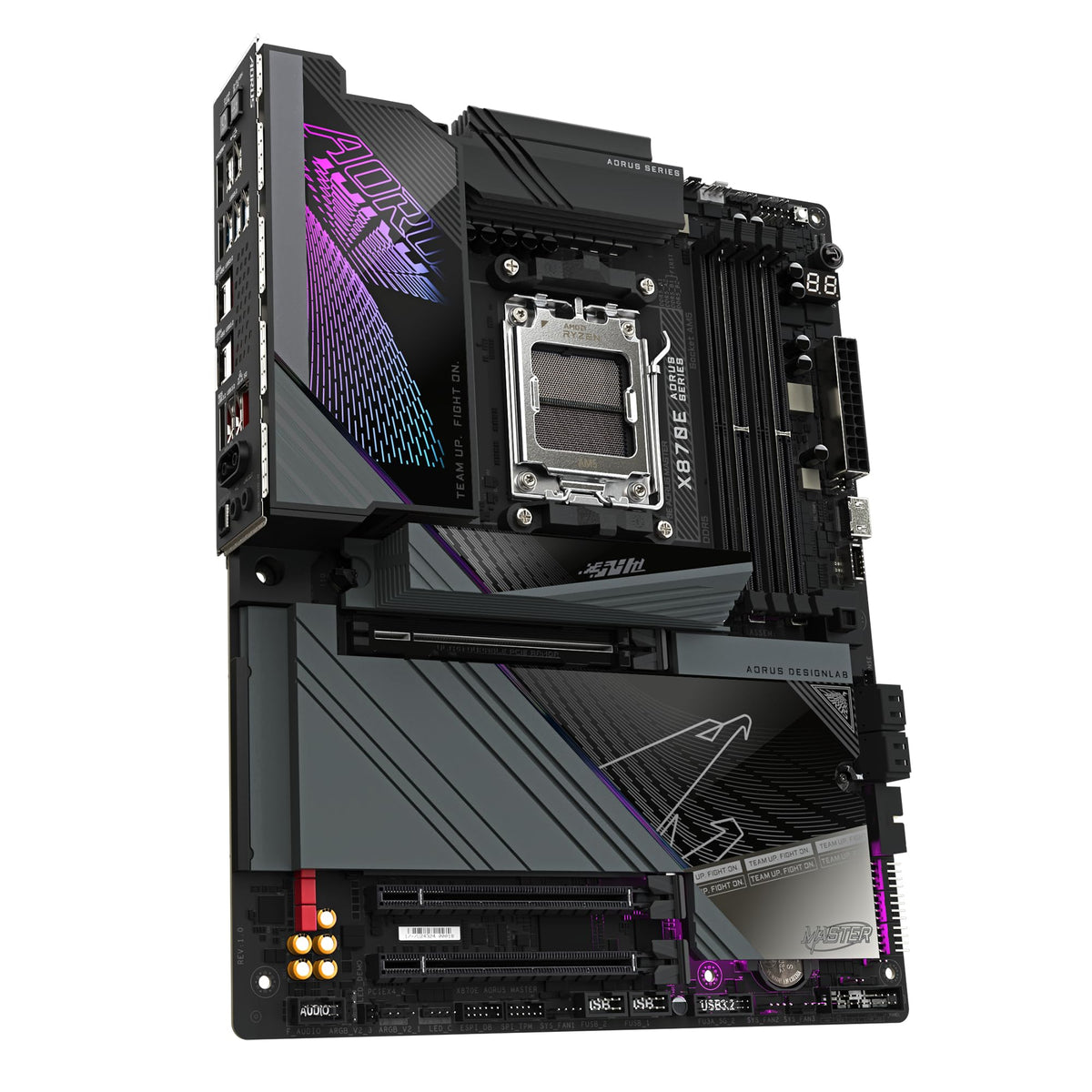 GIGABYTE X870E AORUS Master Motherboard - Supports AMD Ryzen 9000 CPUs, 16+2+2 Phases Digital VRM, up to 8600MHz DDR5 (OC), 3x PCIe 5.0, Wi-Fi 7, 5GbE LAN, USB 4