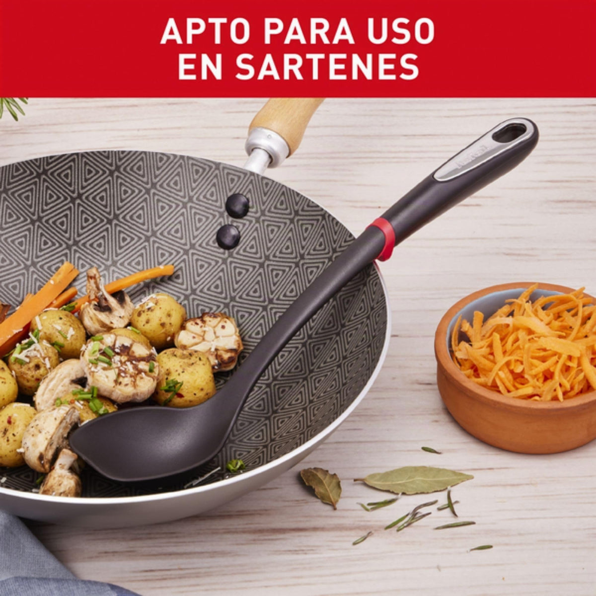 Tefal Ingenio K20605 (Serving) Spoon | 40 cm | Plastic | Dishwasher safe | Heat resistant up to 230 °C | Black, 39.6 x 9.2 x 5.5 cm - K2060514