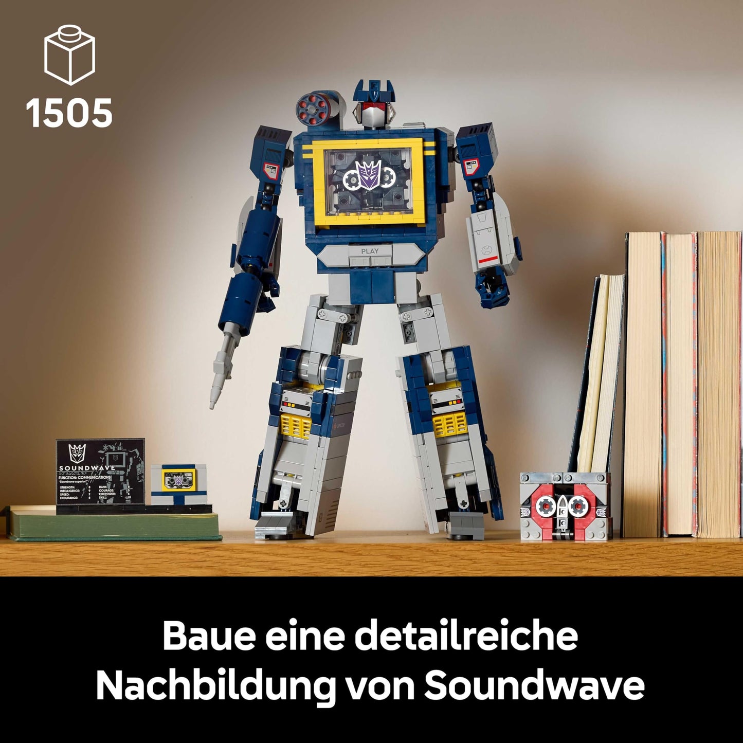LEGO Icons Transformers: Soundwave set for adults - model building with transformable figures including Laserbeak & Ravage and a sound stone - collector's item & gift for fans - 10358