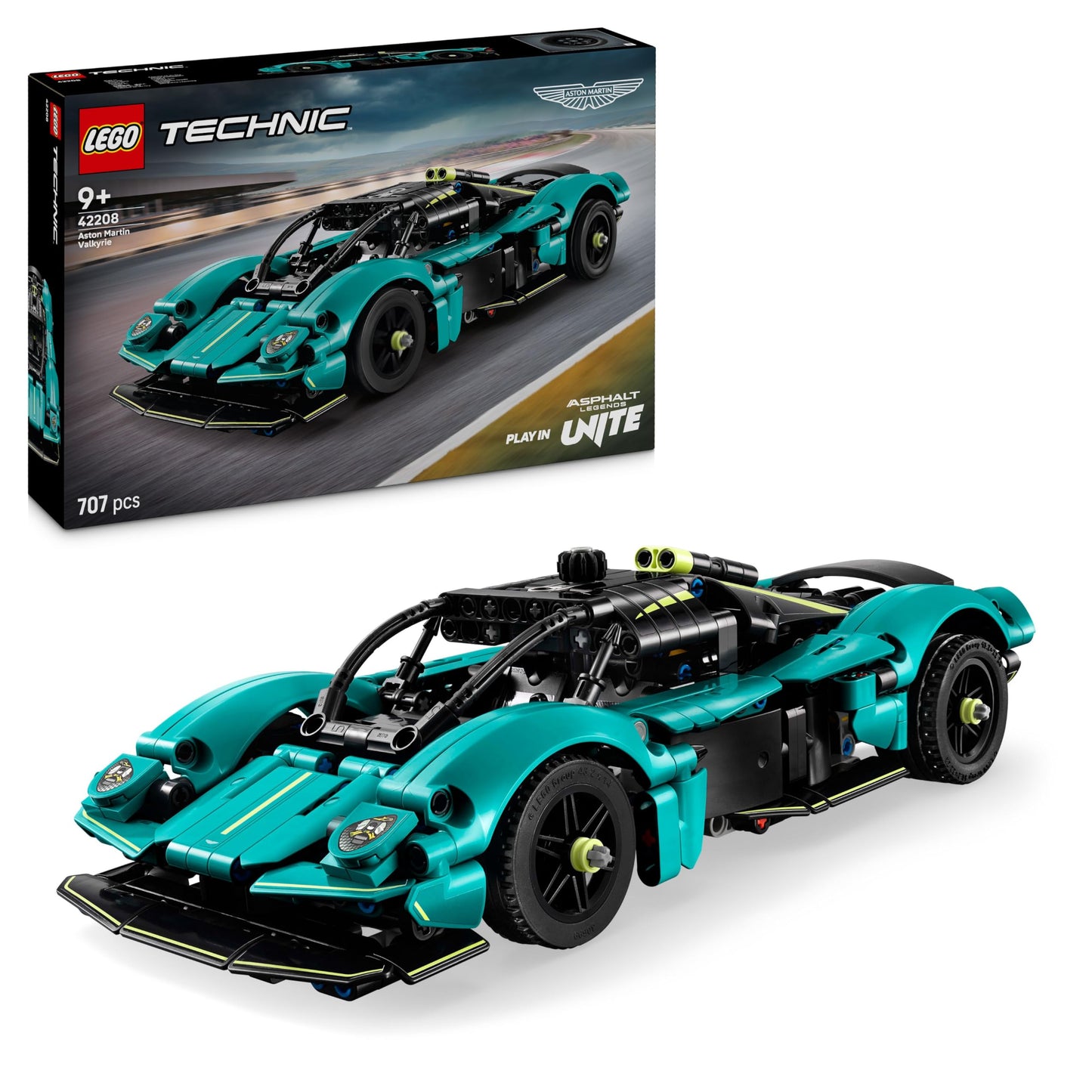 LEGO Technic Aston Martin Valkyrie racing car toy - model building set with V12 engine and opening wing doors - collector's gift for boys and girls aged 9 and up - 42208