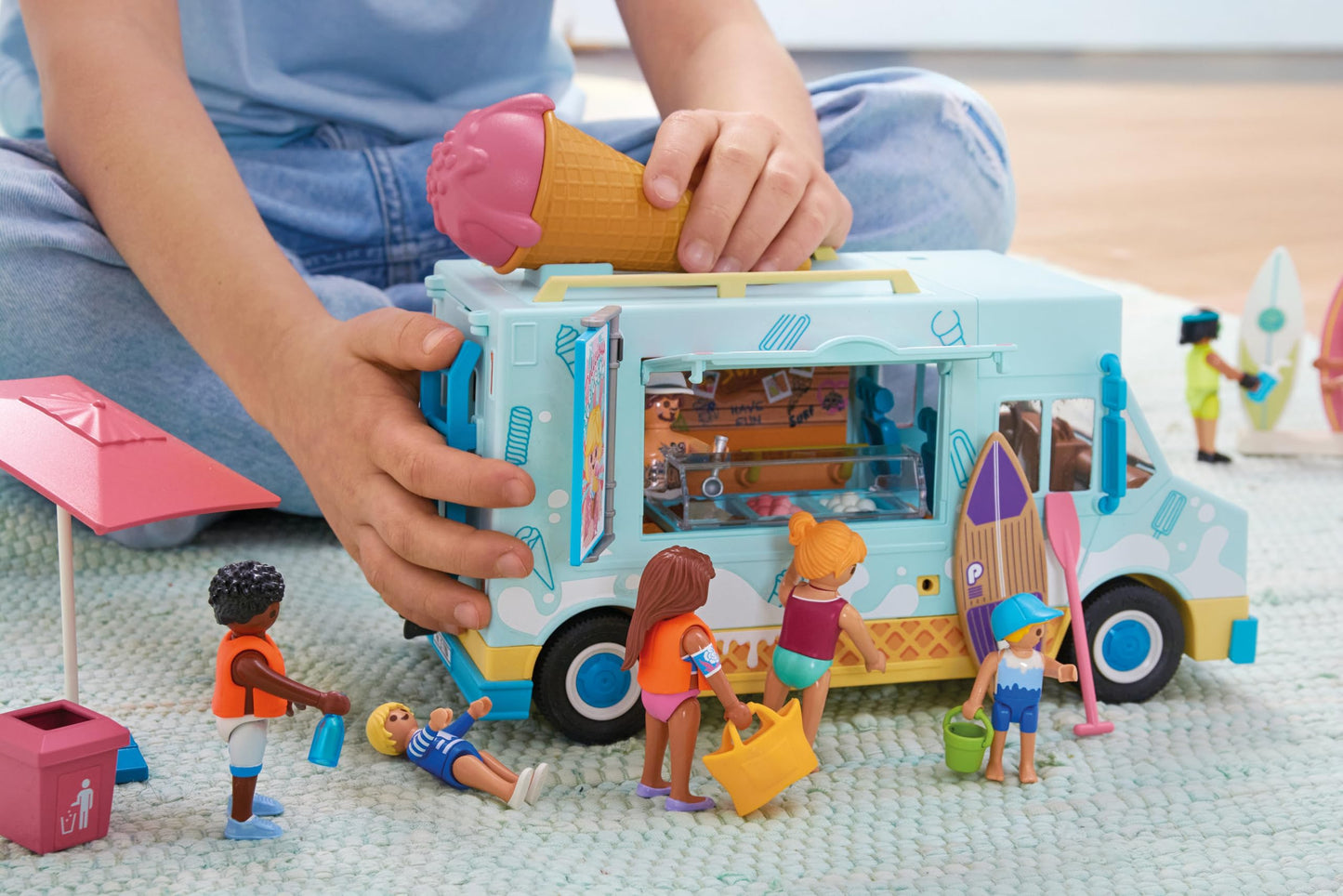 PLAYMOBIL | Vacation on the Beach | Ice Cream Truck with Surf Shop | Toys for ages 4+ | Gift for children | Promotes creativity & role play | Beach adventure with figures & vehicle | 71904