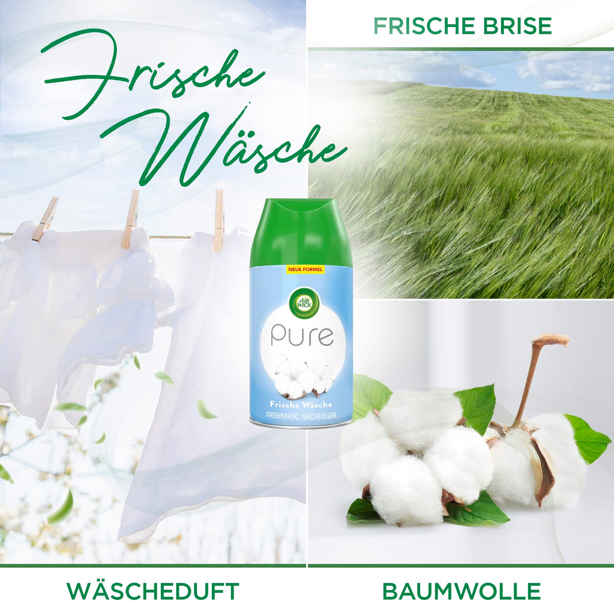 Air Wick Freshmatic Max - Refill Set - Automatic Air Spray - Room Fragrance Fresh Laundry - 6 x 250 ml Refills - 3254651