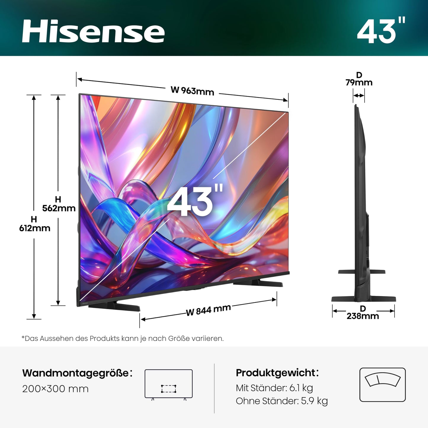 Hisense 43E7DS TV 43 inch