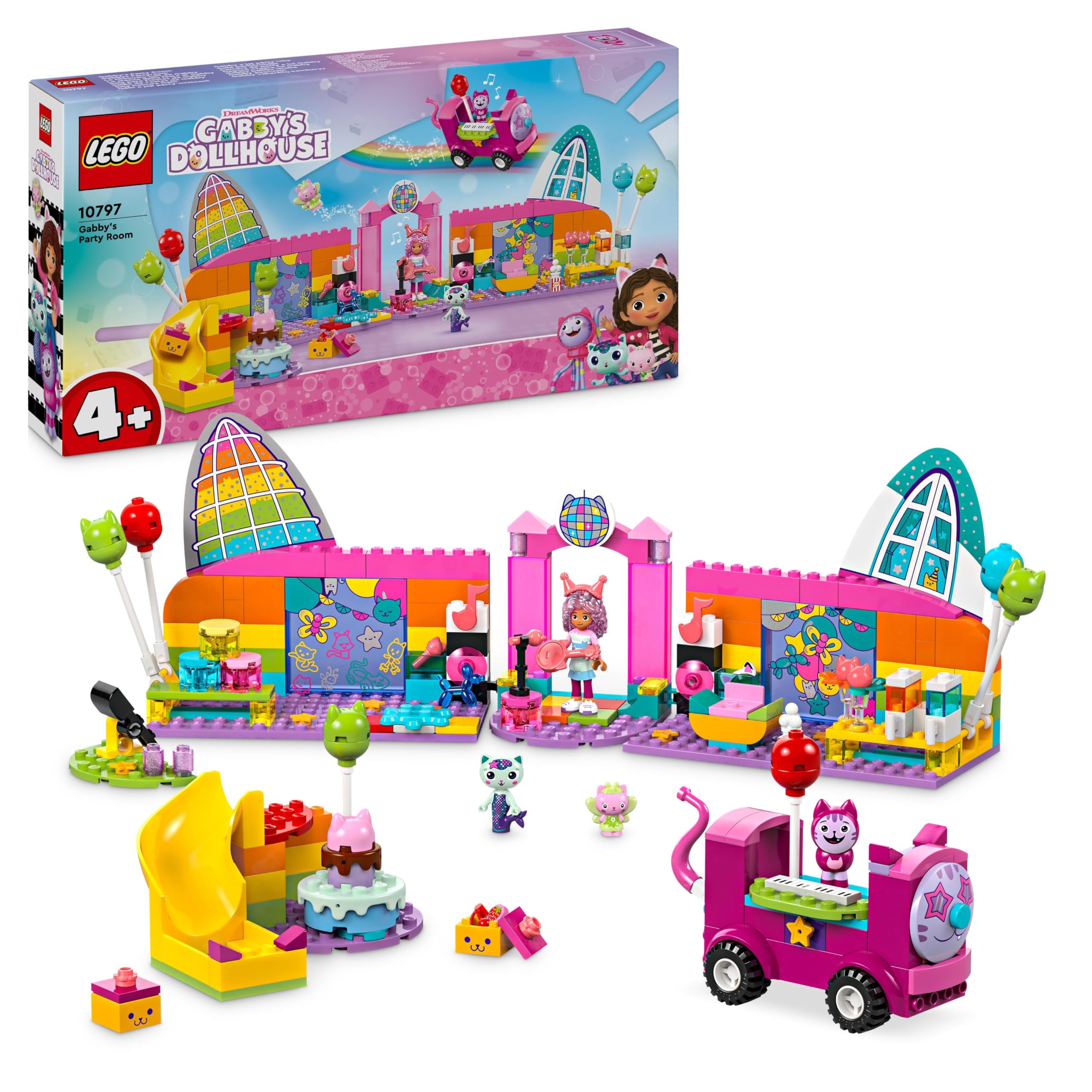 LEGO Gabby's Dollhouse Gabby's Party Room Disco Playset for Kids, DJ Entertainment Toy with Slide, Animal Figures and Accessories, Creative Role Play Gift for 4 Plus Year Old Girls & Boys 10797
