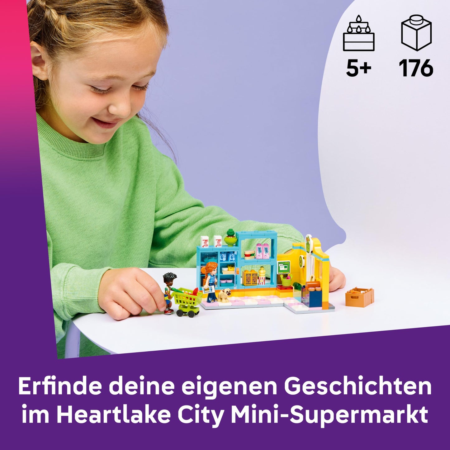 LEGO Friends Heartlake City Mini Market - Toy Shop with 2 Mini Dolls, Dog Figure, Cash Register & Toy Food Accessories - Birthday Gift for Girls Ages 5 and Up - 42680