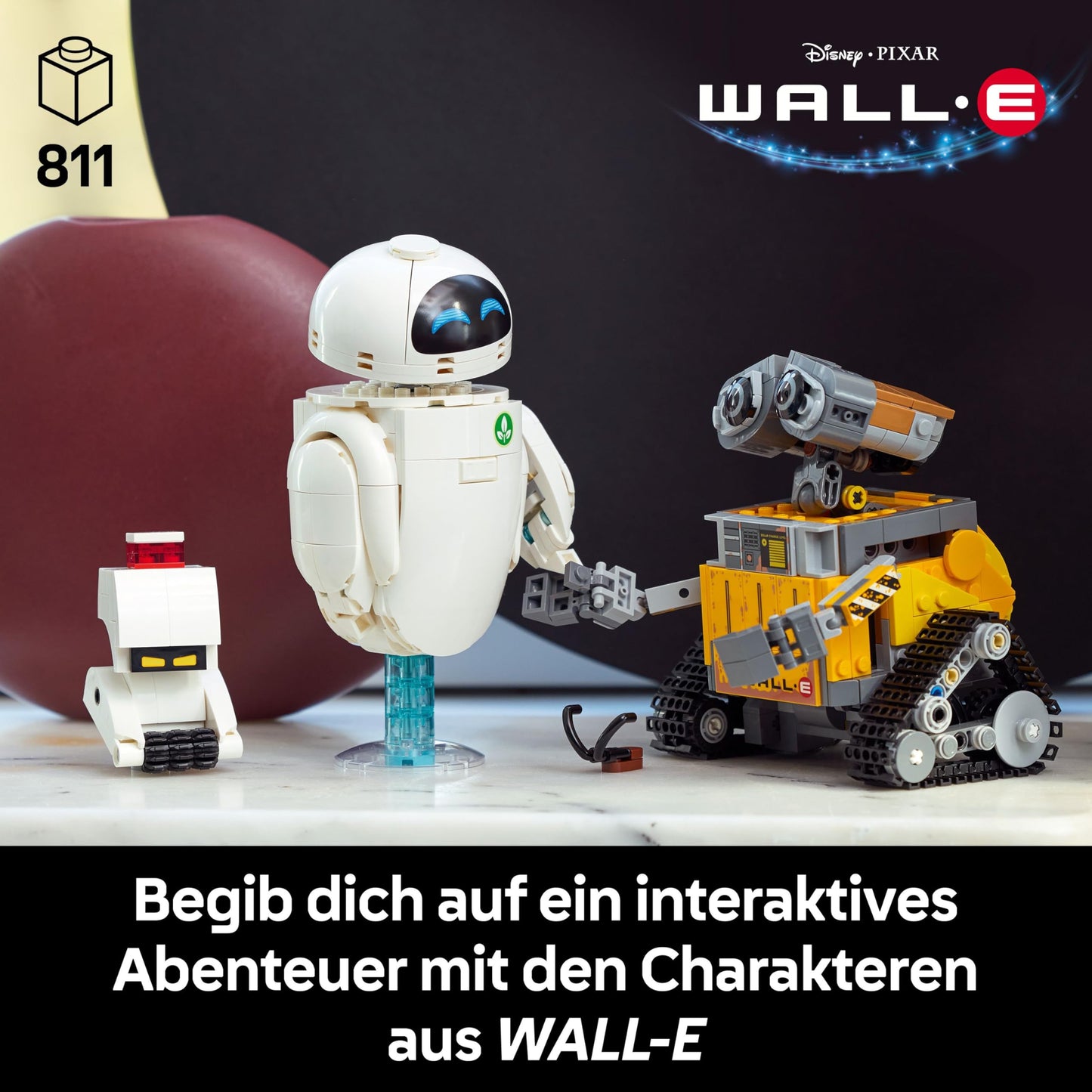 LEGO ǀ Disney and Pixar WALL-E and EVE - model building for adults - robots built from stones with M-O & Hal figures - DIY decoration - collector's item & gift for fans - 43279