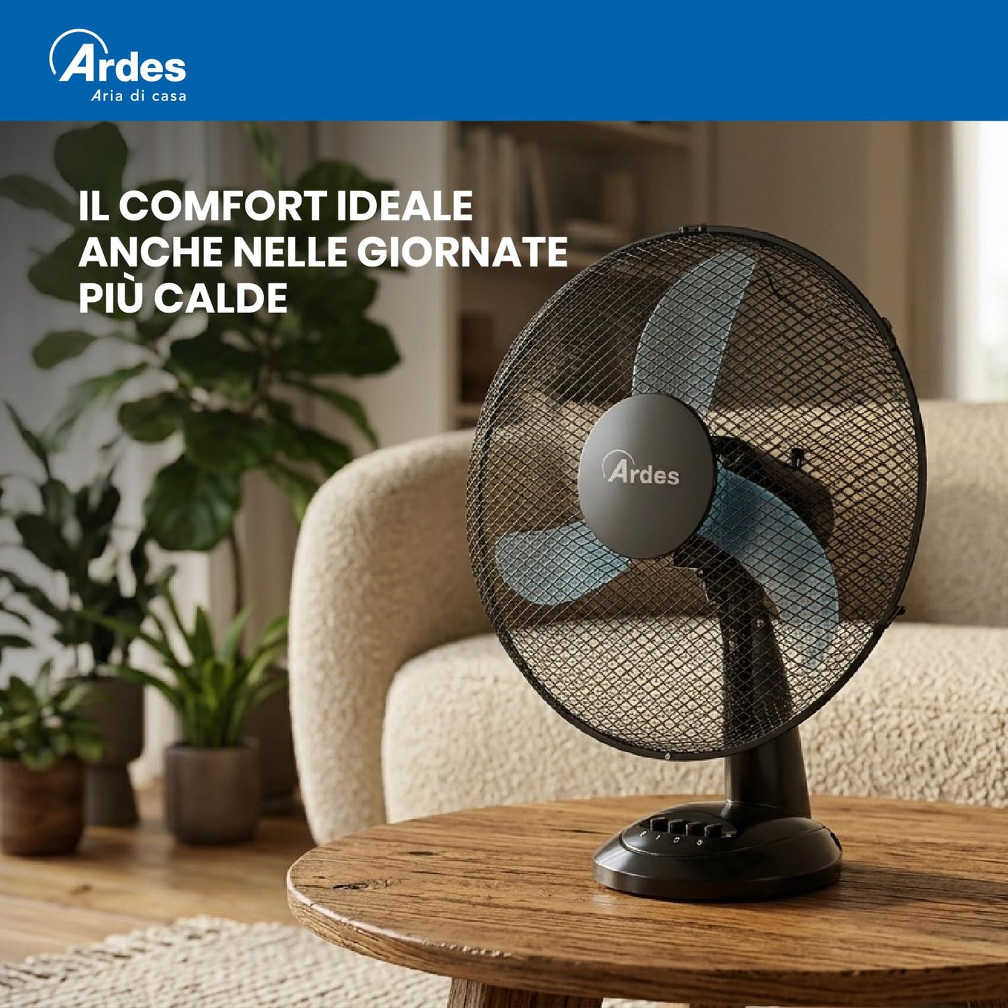 ARDES - Ardes table fan 40 cm model Penny, 3 blades, oscillating, with adjustable tilt angle, Ardes fan, 3 speed levels, quiet, AR5AM40