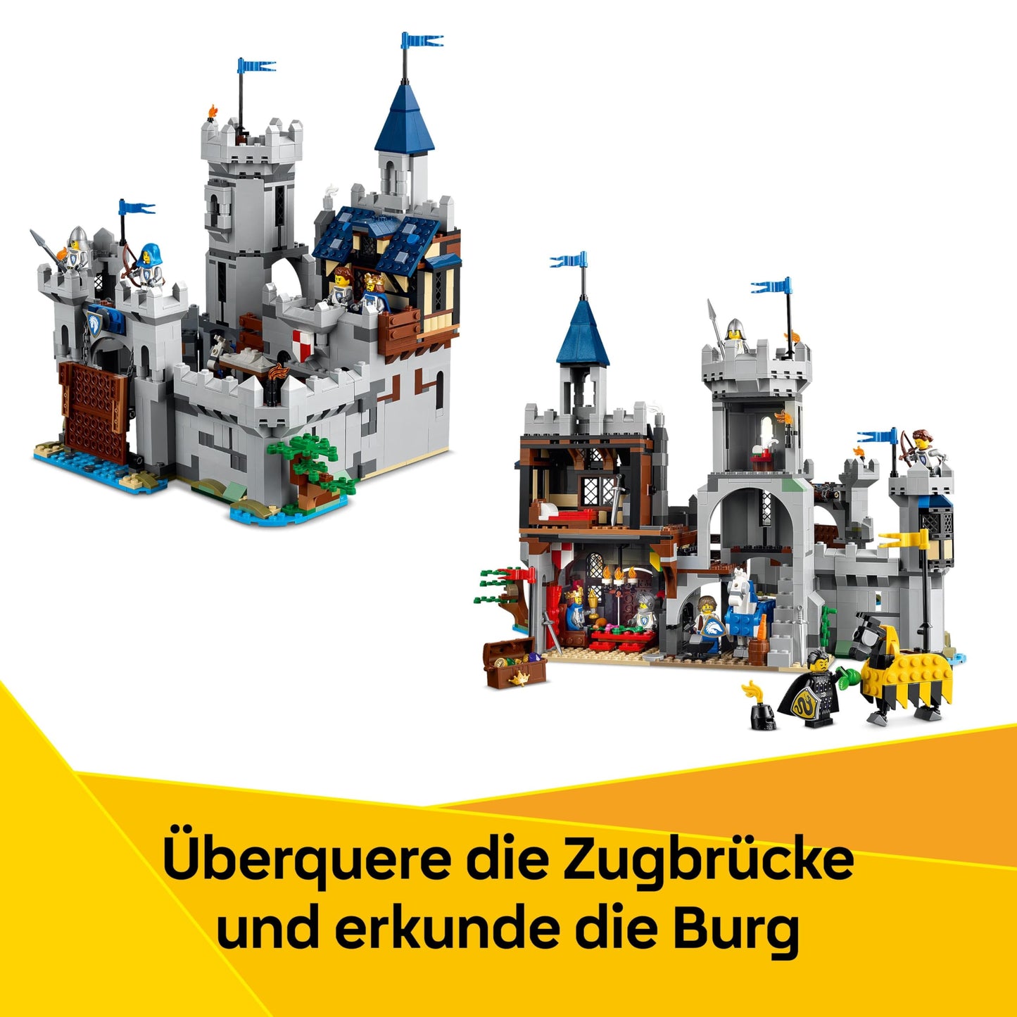 LEGO Creator Knight's Castle in the Middle Ages - 3-in-1 building set - Toy knight's castle - Convertible into knight's tournament scene or city - 6 minifigures - Gift for boys and girls aged 9 and up 31168