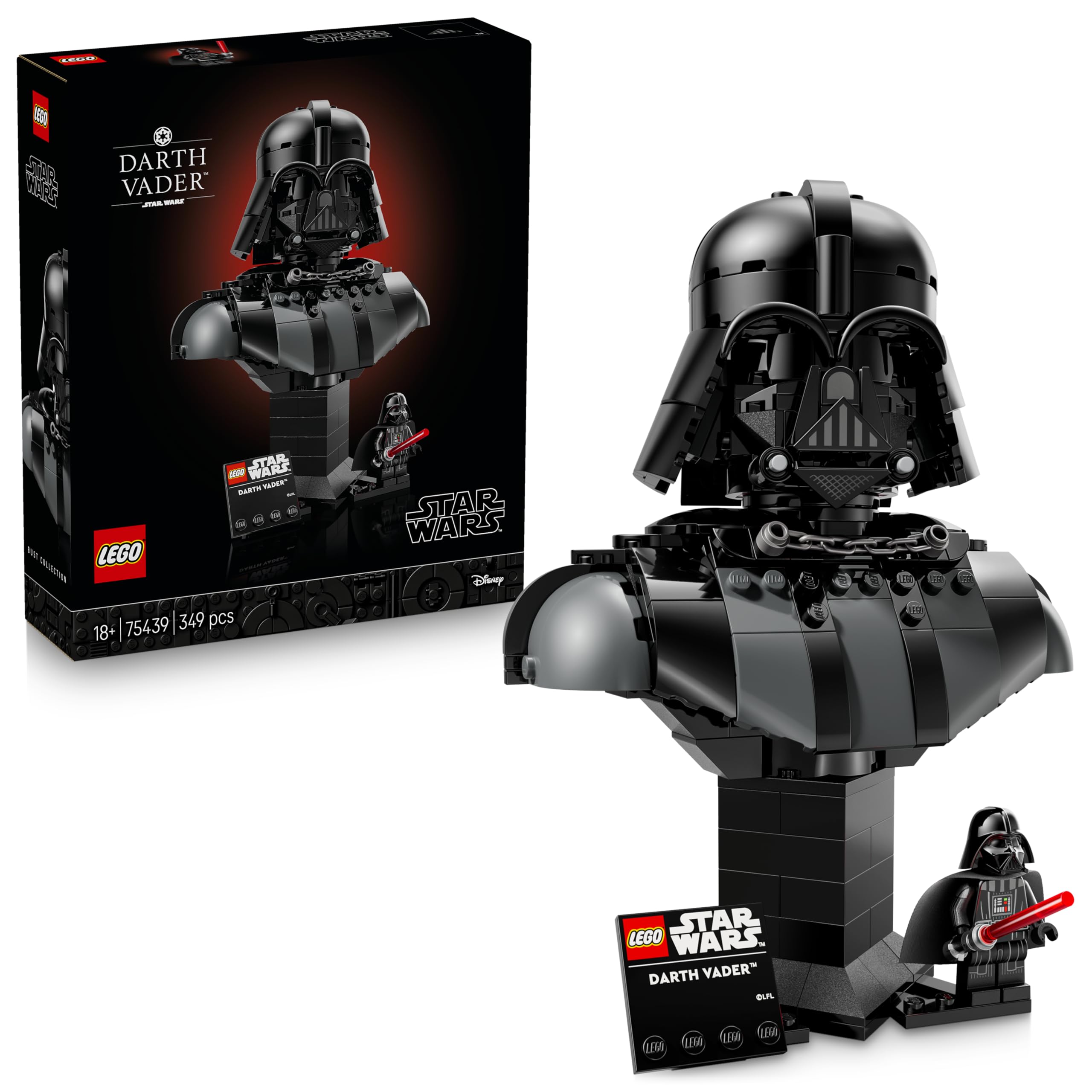 LEGO Star Wars 75439 Darth Vader bust - model building for adults - including collectible minifigure with red lightsaber - gift idea for fans of A New Hope