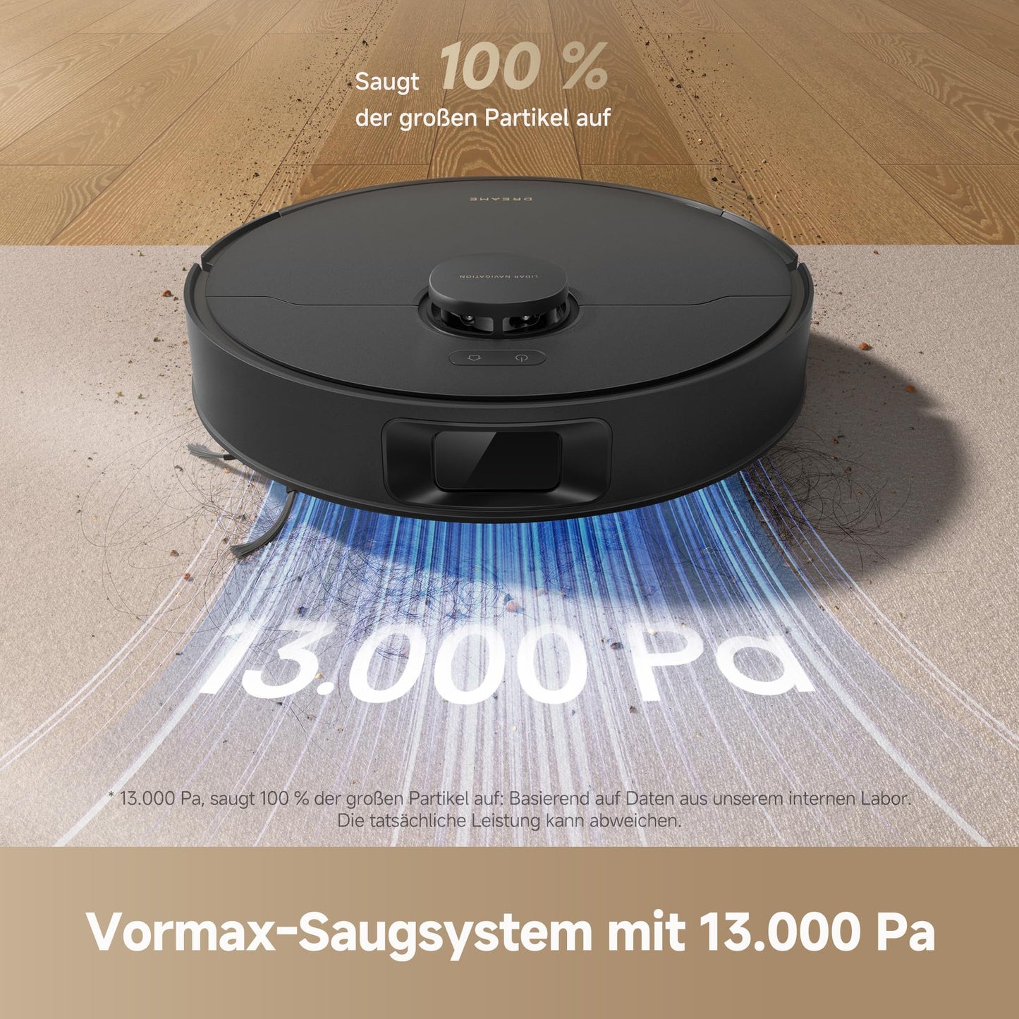 dreame D20 robot vacuum cleaner, 13,000 Pa suction power, DuoBrush for pet hair, LDS navigation, 2-in-1: vacuuming and mopping, hard floors and carpets, 5,200 mAh battery, app and voice control - RLD35GA