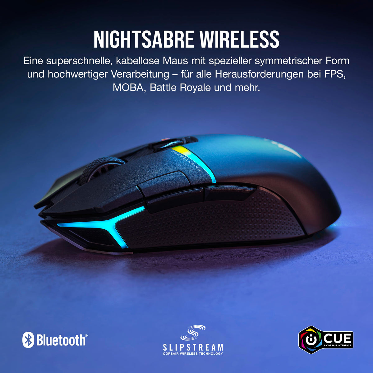 Corsair NIGHTSABRE RGB Wireless Gaming Mouse for FPS, MOBA - 26,000 DPI - 11 Programmable Buttons - Up to 100 Hours Battery Life - iCUE Compatible - Black - CH-931B011-EU