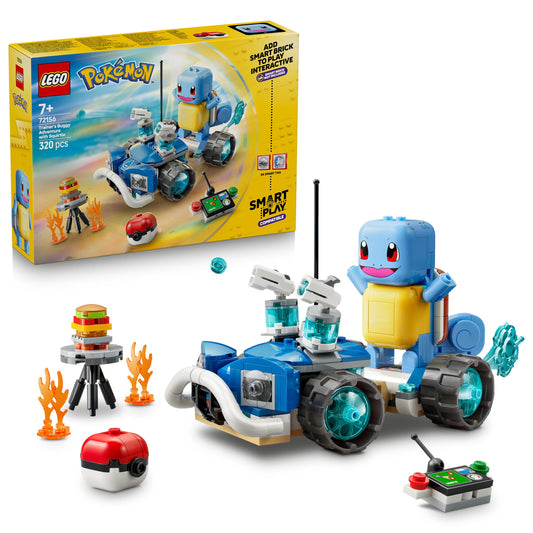 LEGO Pokémon SMART Play: Trainer buggy adventure with Squirtle - compatible interactive set with 2 SMART tags and 1 Pokémon figure - gift idea for children aged 7 and up - 72156