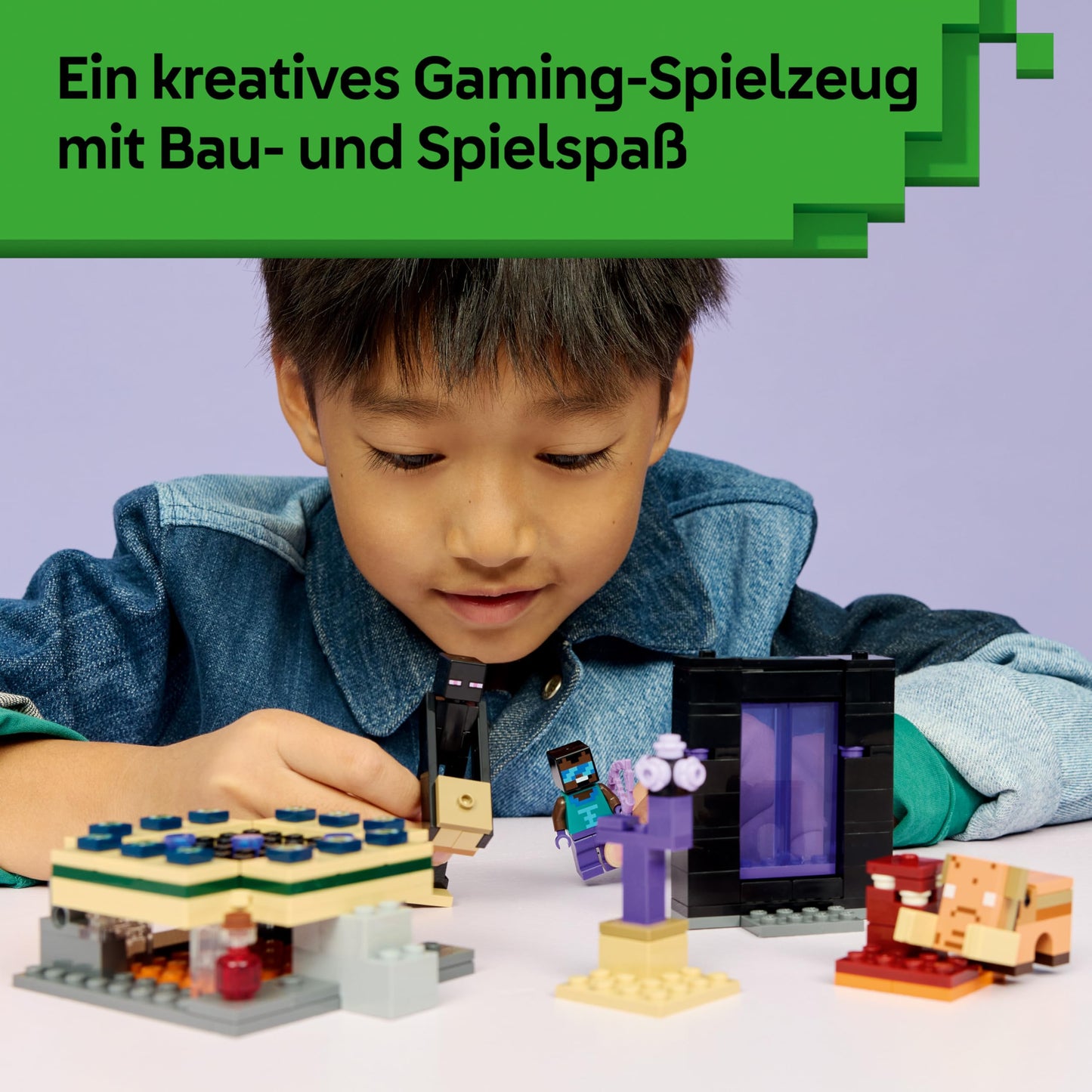 LEGO Minecraft Journey through Nether and End Portal - Children's toy with heroes, Enderman and Baby Hoglin figures - Set with Minecraft figure - Gamer gift for boys and girls aged 7 and up - 21584