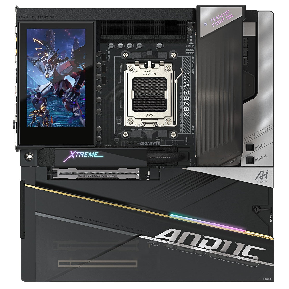 GIGABYTE X870E AORUS Xtreme X3D AI TOP Motherboard - Supports AMD Ryzen 9000 Series CPUs, 24+2+2 phase VRM, up to 9000MHz DDR5 (O.C.), 2x PCIe 5.0 M.2 + 3x PCIe 4.0 M.2, Wi-Fi 7, 10GbE LAN, USB 4