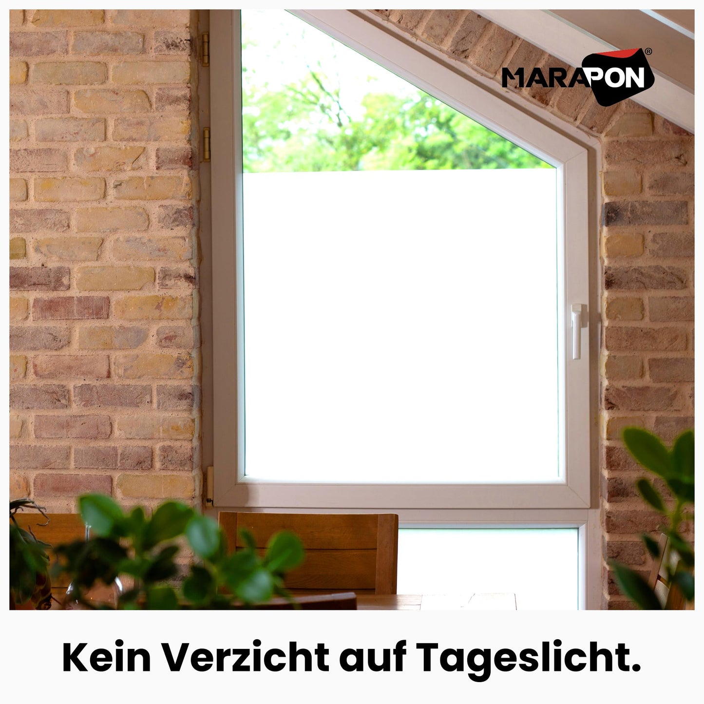 MARAPON® frosted glass film opaque blackout [1.05x4 m] incl. eBook and video instructions - adhesive film privacy film for windows - window film - film for window privacy protection kitchen bathroom office - M10540W