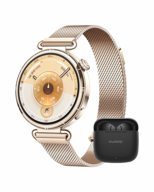HUAWEI Watch GT 6 Smartwatch+FreeBuds SE 3 Black, GPS, AMOLED display, up to 14 days battery, cycling, compatible with Android™ & iOS, health monitoring, emotional well-being, gold, 41mm - Konsu-B19M
