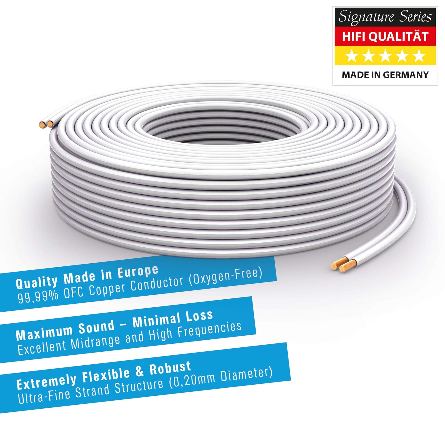 PureLink speaker cable OFC 2x2.50mm² (0.20mm), 25.0m, white with light gray characteristic - SE-SP061-025