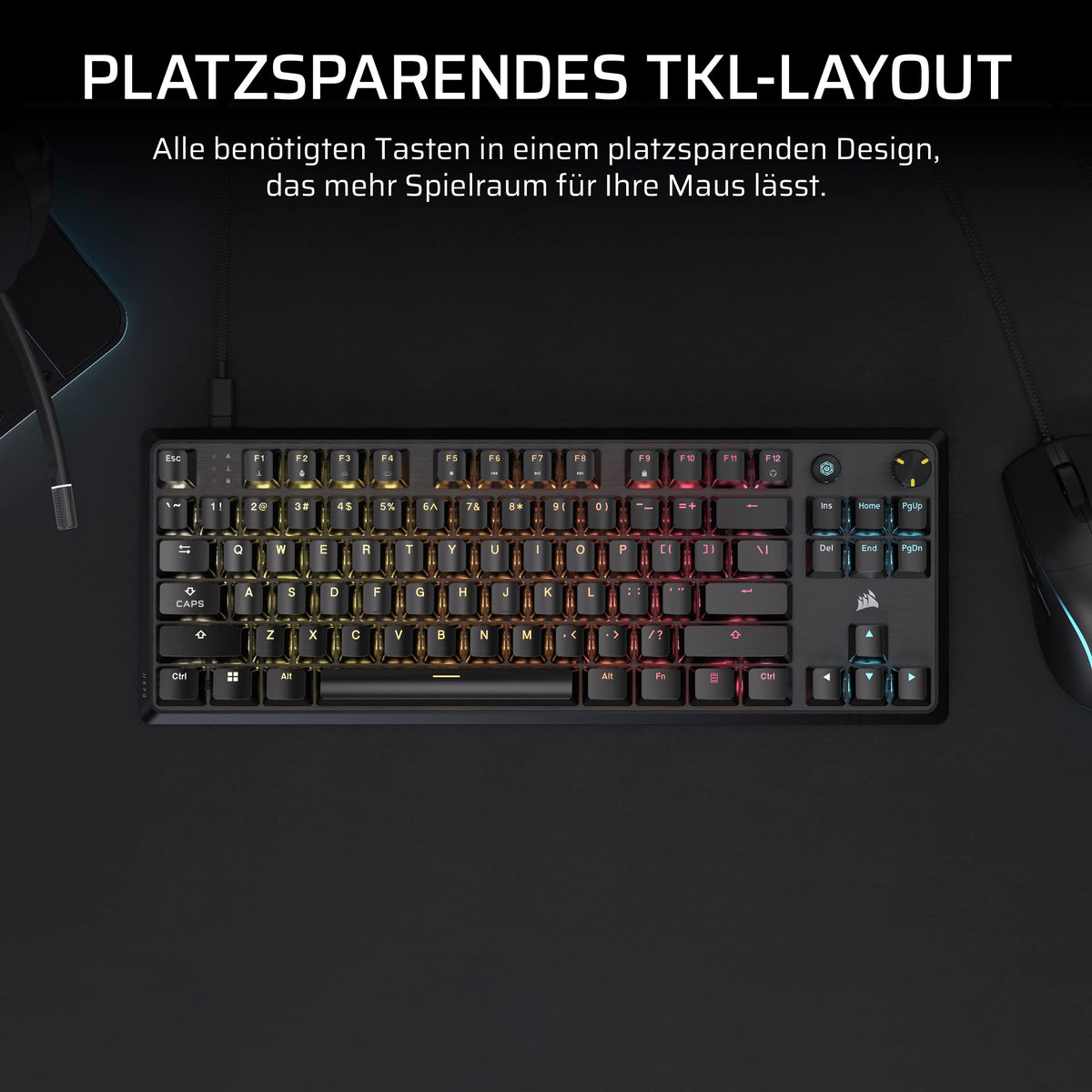 Corsair K70 CORE TKL RGB Mechanical Tenkeyless Gaming Keyboard - Black - CH-911911E-DE