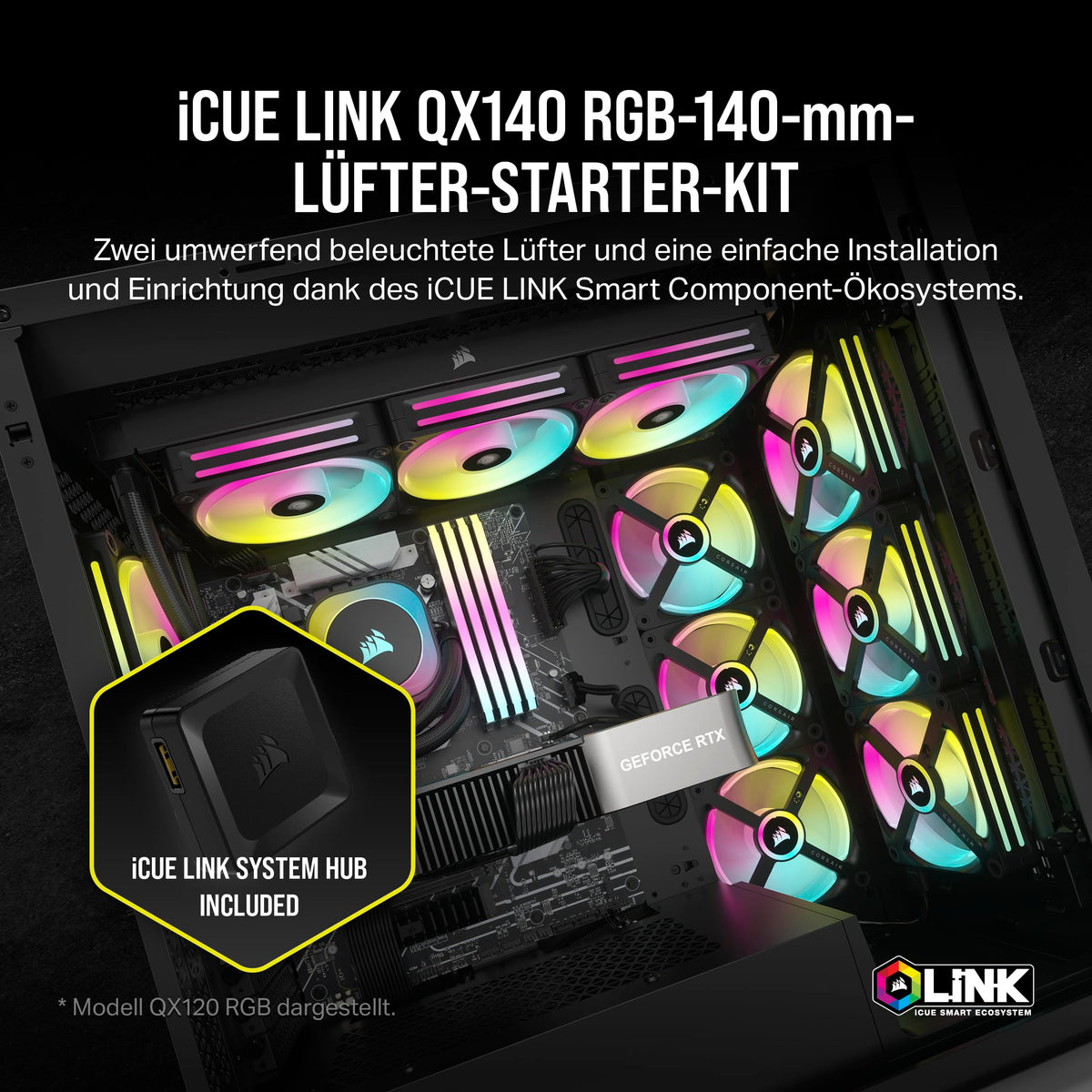 CORSAIR iCUE LINK QX140 RGB 140mm RGB Fan - Double Pack - Black - CO-9051004-WW