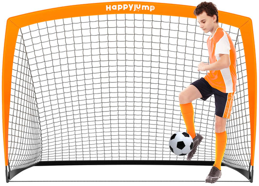 Happy Jump Pop-Up Football Goal - 150x110 cm, 1 goal, orange | Foldable Fiberglass Goal for Kids & Adults | Ideal for gardens and parks - A220521BQ1