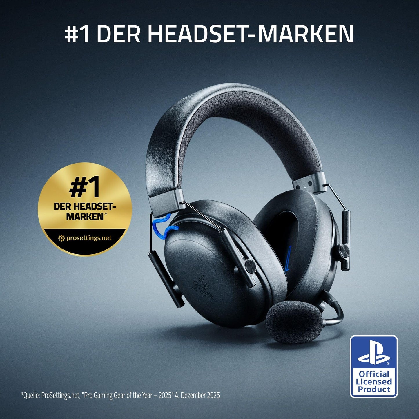 Razer BlackShark V3 for PlayStation - Wireless E-Sports Headset - TriForce 50 mm Drivers - Detachable Broadband Microphone - HyperSpeed 2.4 GHz & Bluetooth - THX Spatial Audio - PS5/PC | Black - RZ04-05410300-R3G1