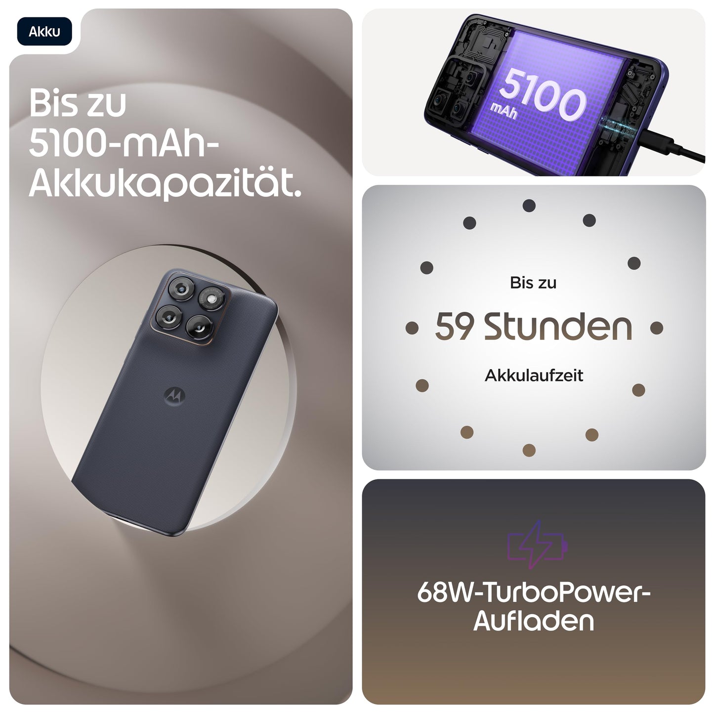 Motorola Edge 70 Fusion Smartphone (Robust 6.78" Super HD+ display thanks to Corning Gorilla Glass 7i, 50 MP camera, 8/256 GB, 5100 mAh, 68W TurboPower charging) Pantone Silhouette - PBBDOOO2SE