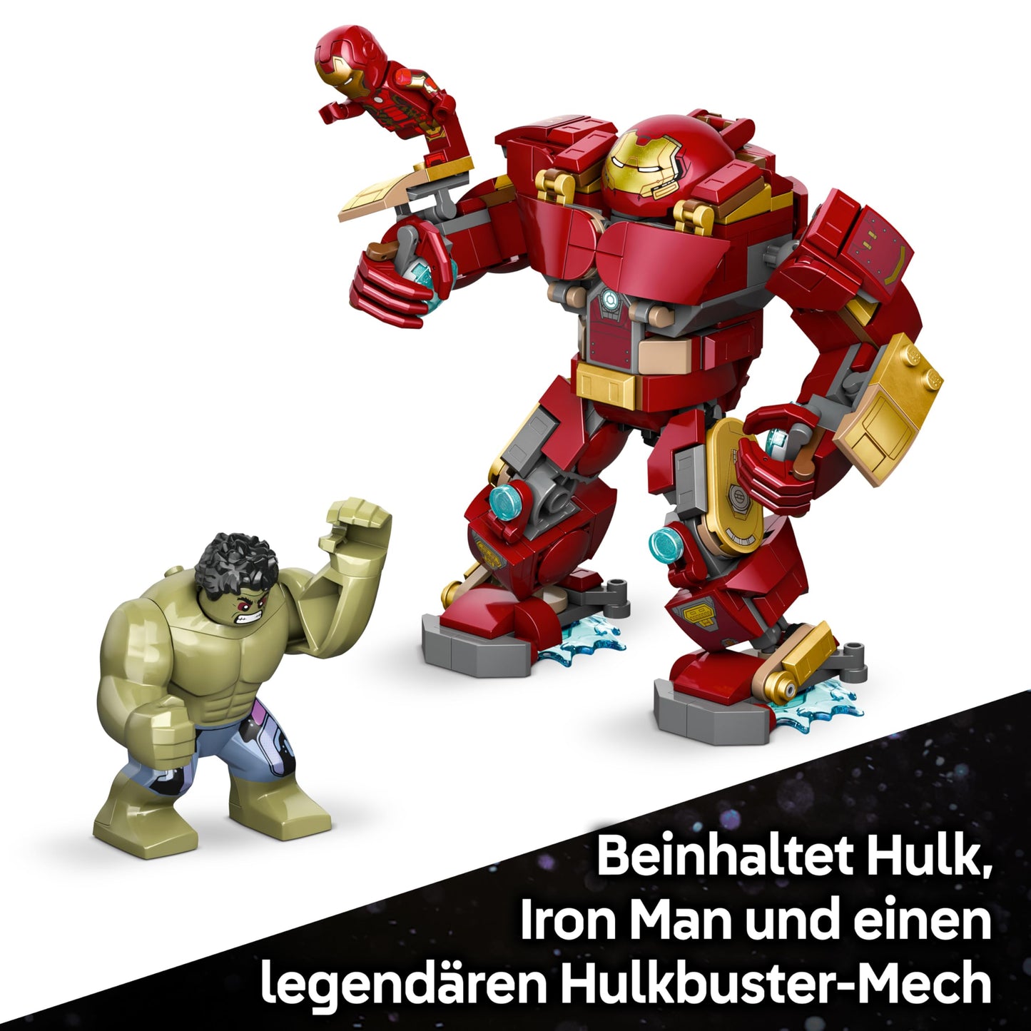 LEGO | Marvel Duel of the Giants: Hulkbuster vs. Hulk - Superhero toy with action figure and 2 minifigures, including Iron Man - Avengers gift for boys aged 9 and up, girls and fans - 76343