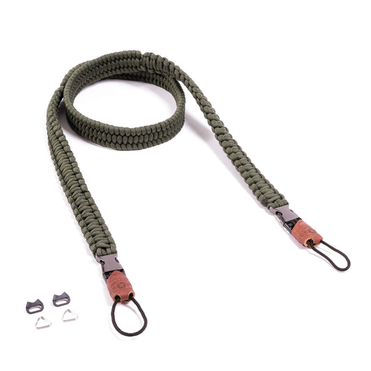 C-Rope camera strap THE TRAVELER hand-braided from paracord, shoulder strap with quick release, 125cm, olive - CRP-TRL-125-OLV