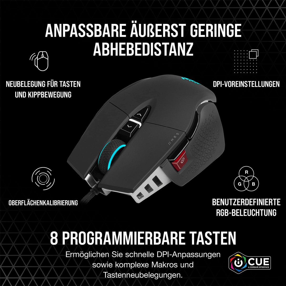 Corsair M65 RGB Ultra Wired Tunable FPS Gaming-Maus - Schwarz - CH-9309411-EU2