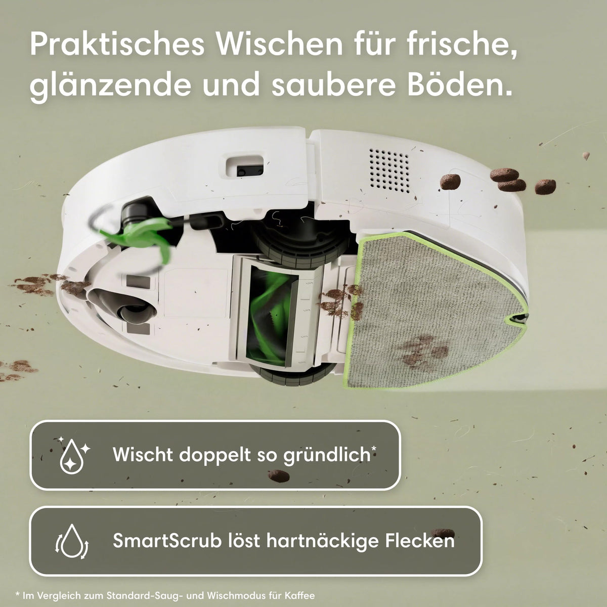 iRobot Roomba® 115 Combo Robot de aspirare și mop, putere de aspirație de 15k Pa, perii și pad de ștergere incluse, navigație cu Clearview™ LiDAR, Alb - Y414240