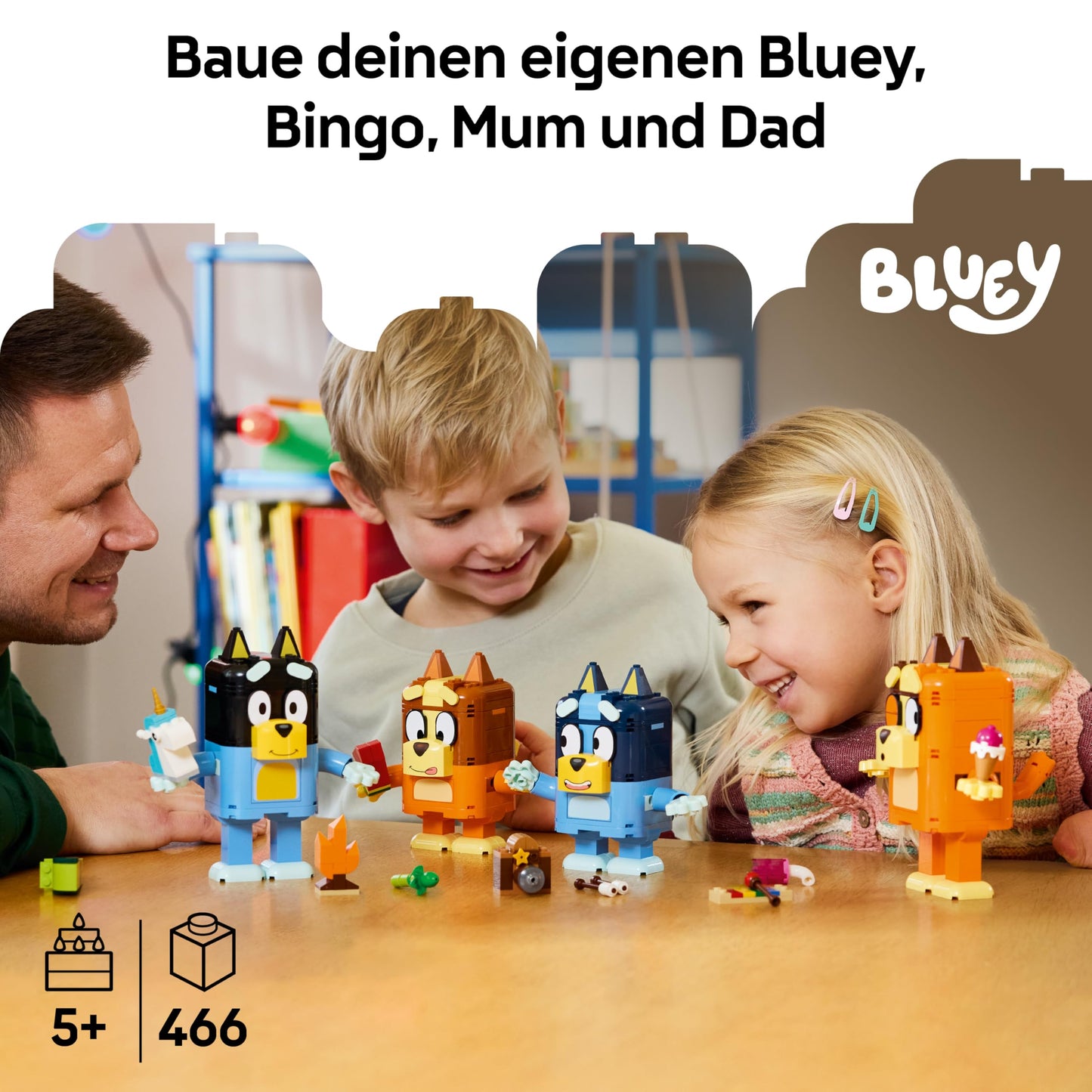 LEGO Blueys family bricks - educational toy including 4 figures with different facial expressions & accessories - Montessori set - birthday gift for girls and boys aged 5 and over - 11217