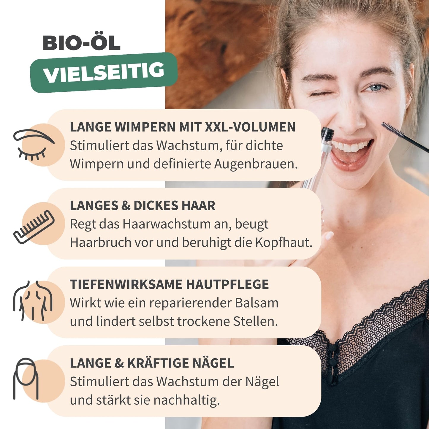 BIONOBLE Castor Oil Cold Pressed Organic + Mascara Kit - Eyelashes, Hair - 500ml - France