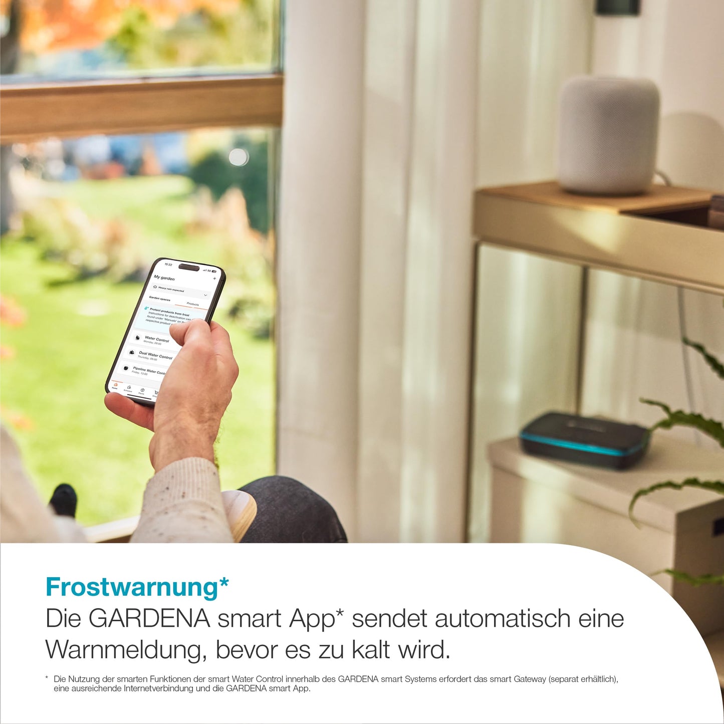 Gardena smart Water Control irrigation control; smart: data-controlled irrigation*, smart home integration*, clever irrigation, high-quality valve technology, frost warning* (19033-20)