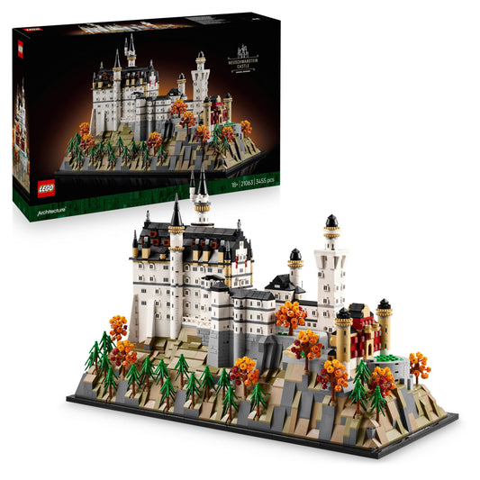 LEGO Architecture Neuschwanstein Castle - 3D puzzle for adults - model building with towers, courtyards & detailed interior - historical gift for fans - 21063